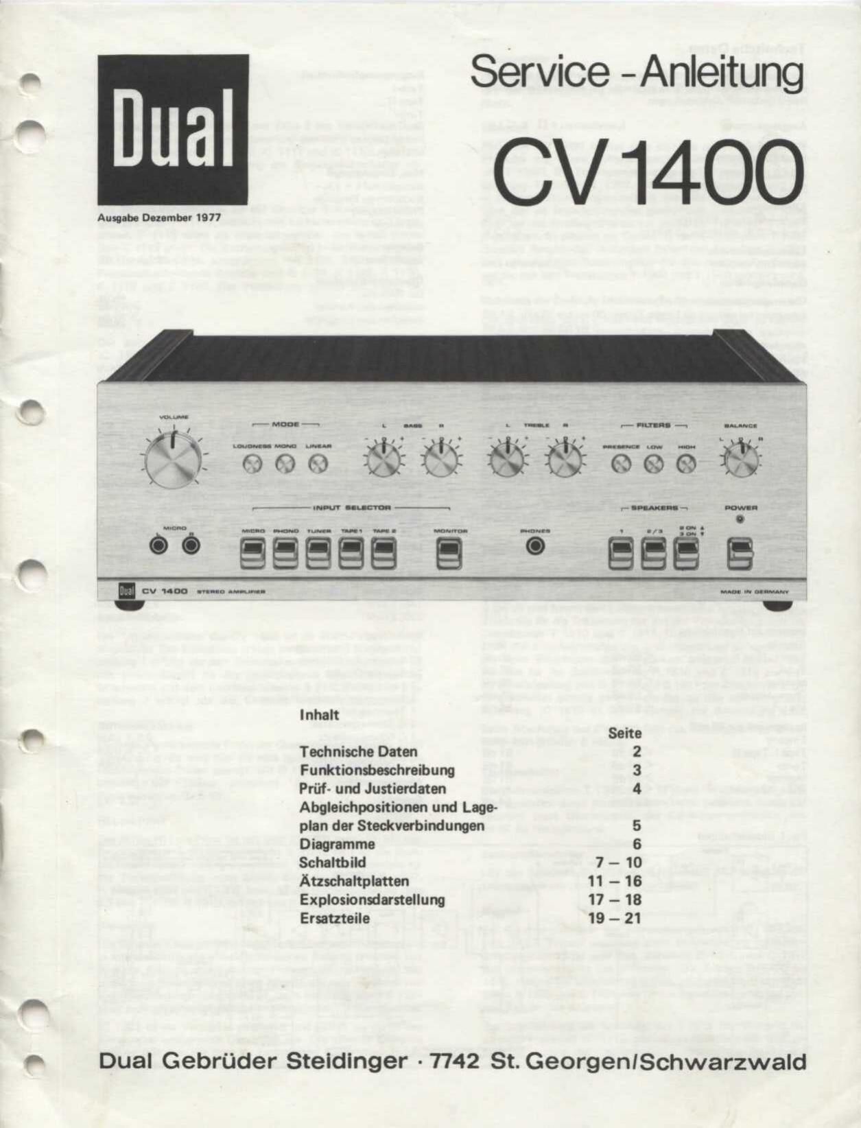 Dual CV 1400 Service Manual