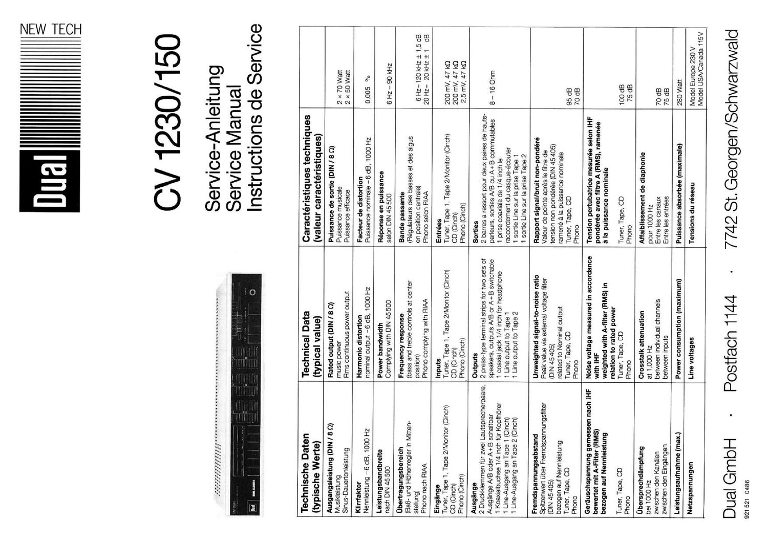 Dual CV 150 1230 Schematics