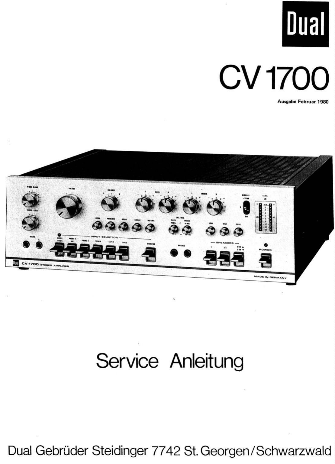 Dual CV 1700 Service Manual