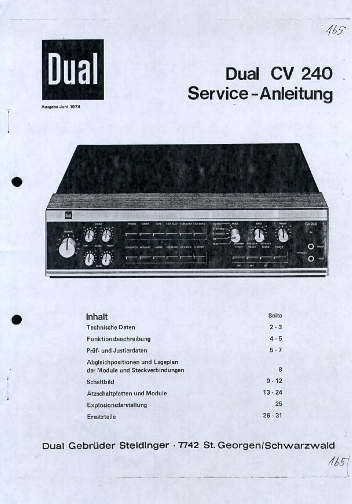 Dual CV 240 Service Manual