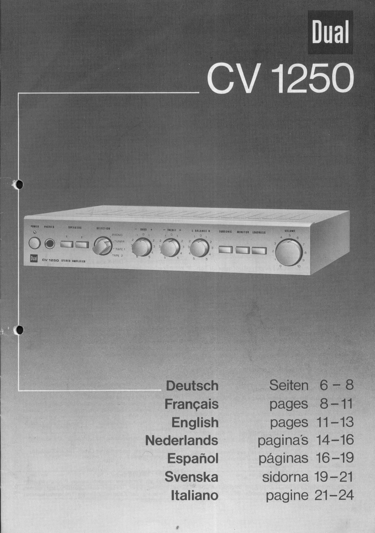 Dual CV 250 Owners Manual
