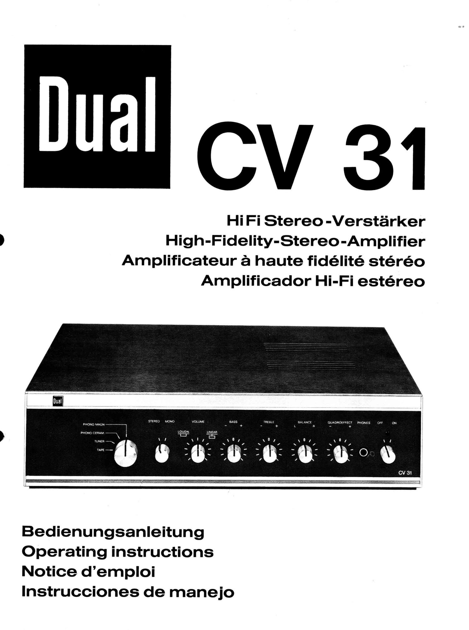 Dual CV 31 Owners Manual