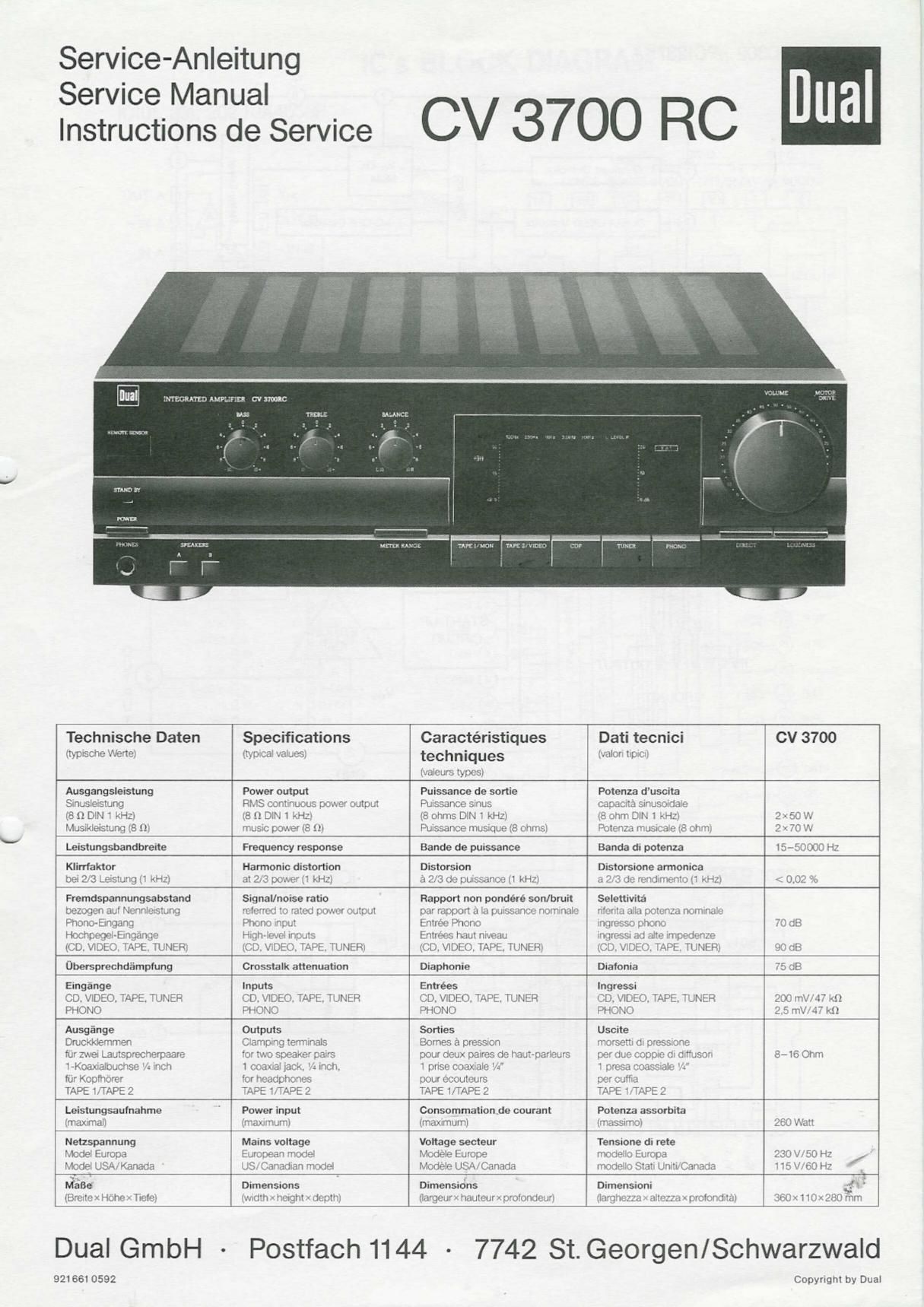 Dual CV 3700 Service Manual