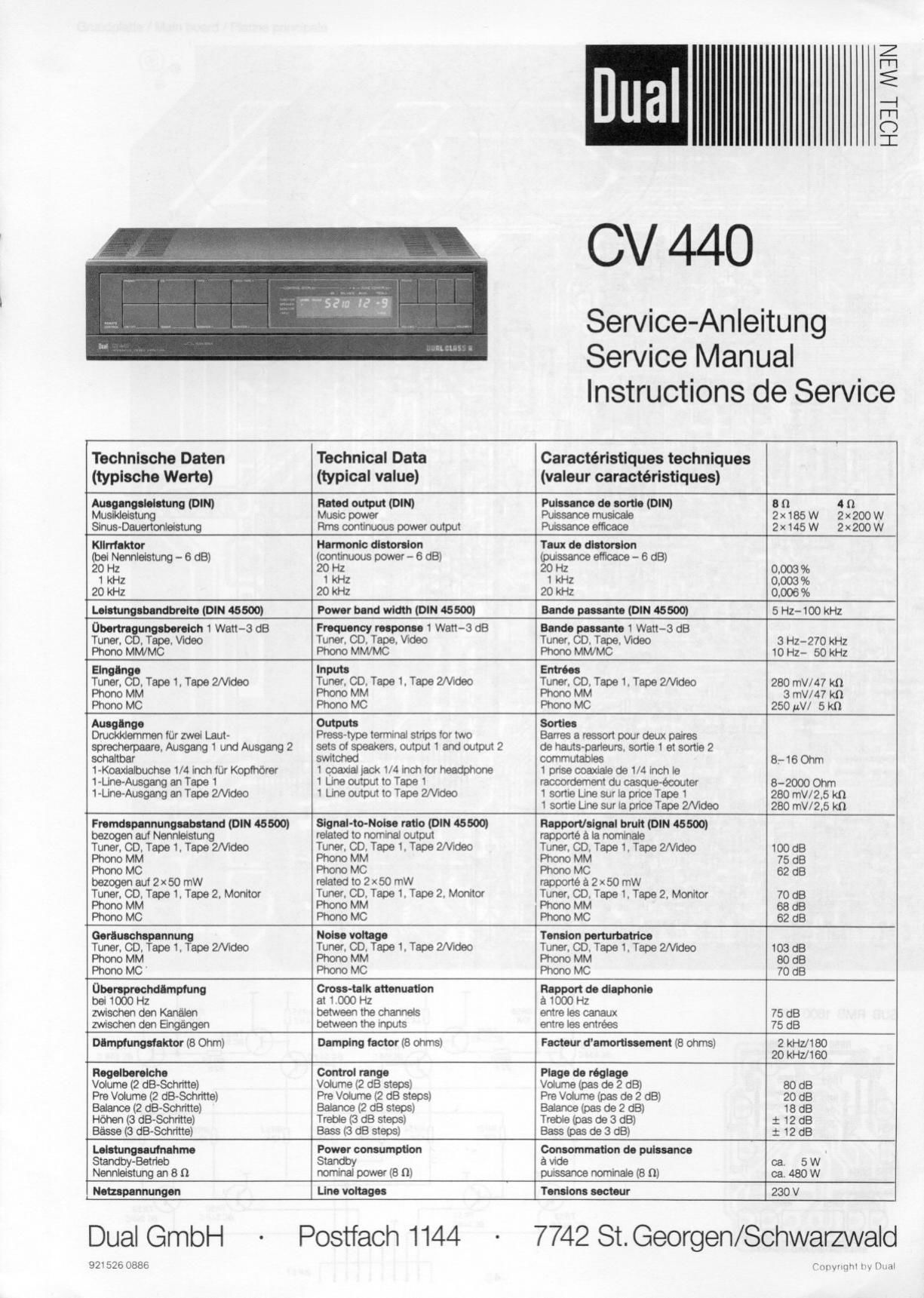 Dual CV 440 Service Manual