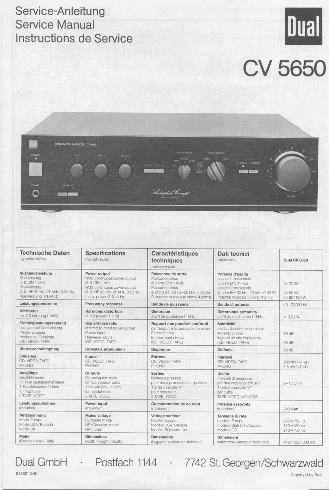 Dual CV 5650 Service Manual