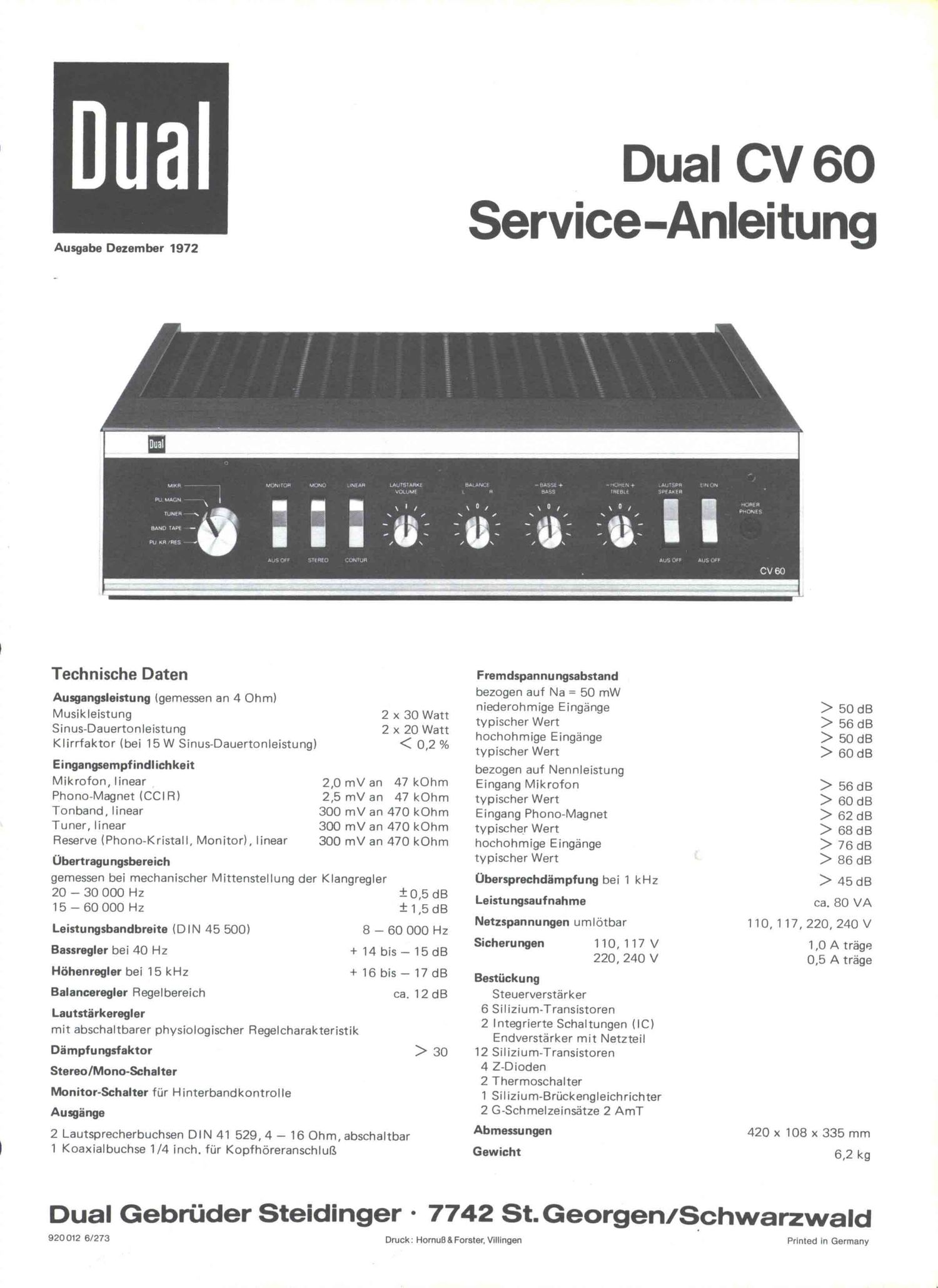 Dual CV 60 Service Manual