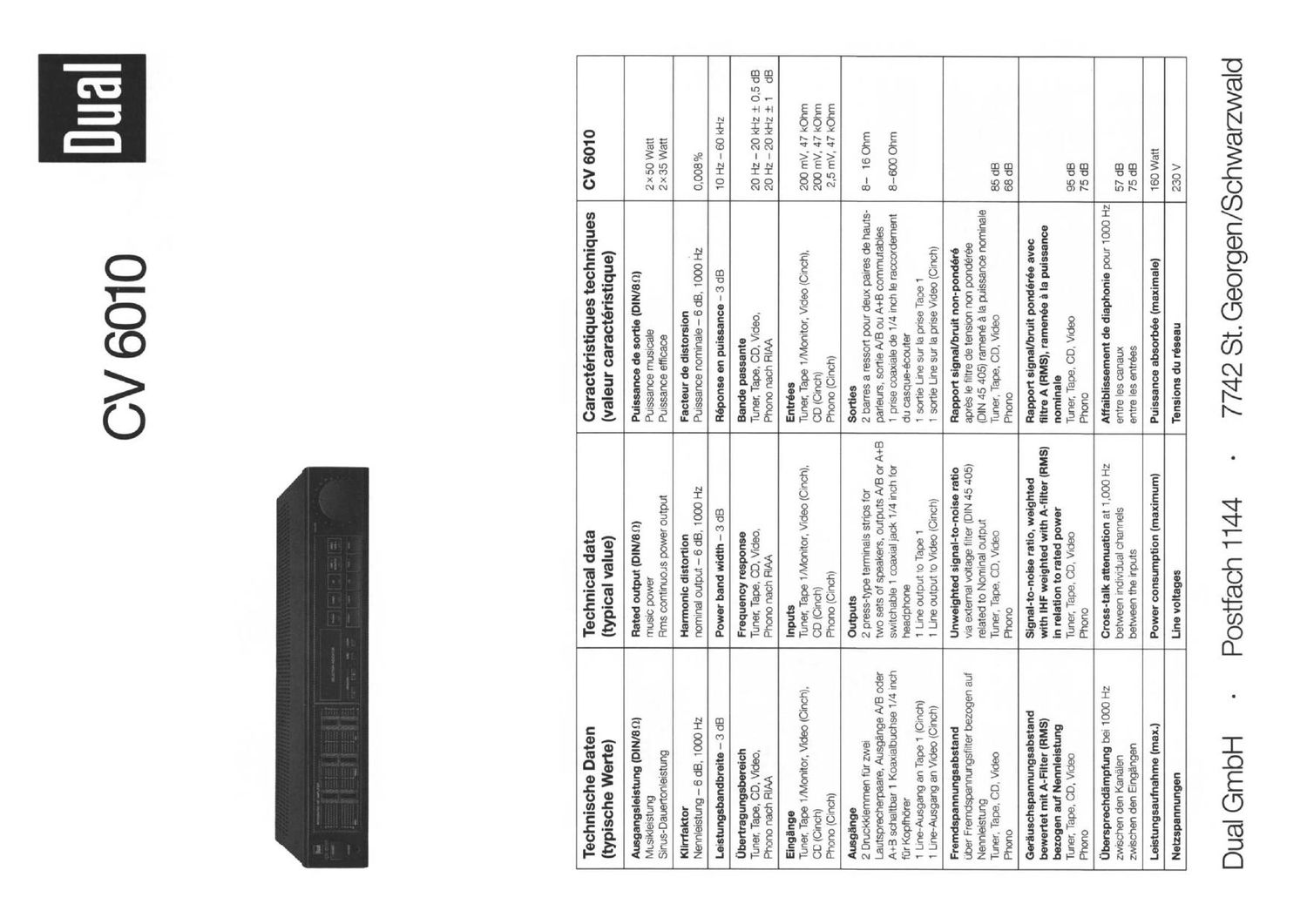 Dual CV 6010 Schematics