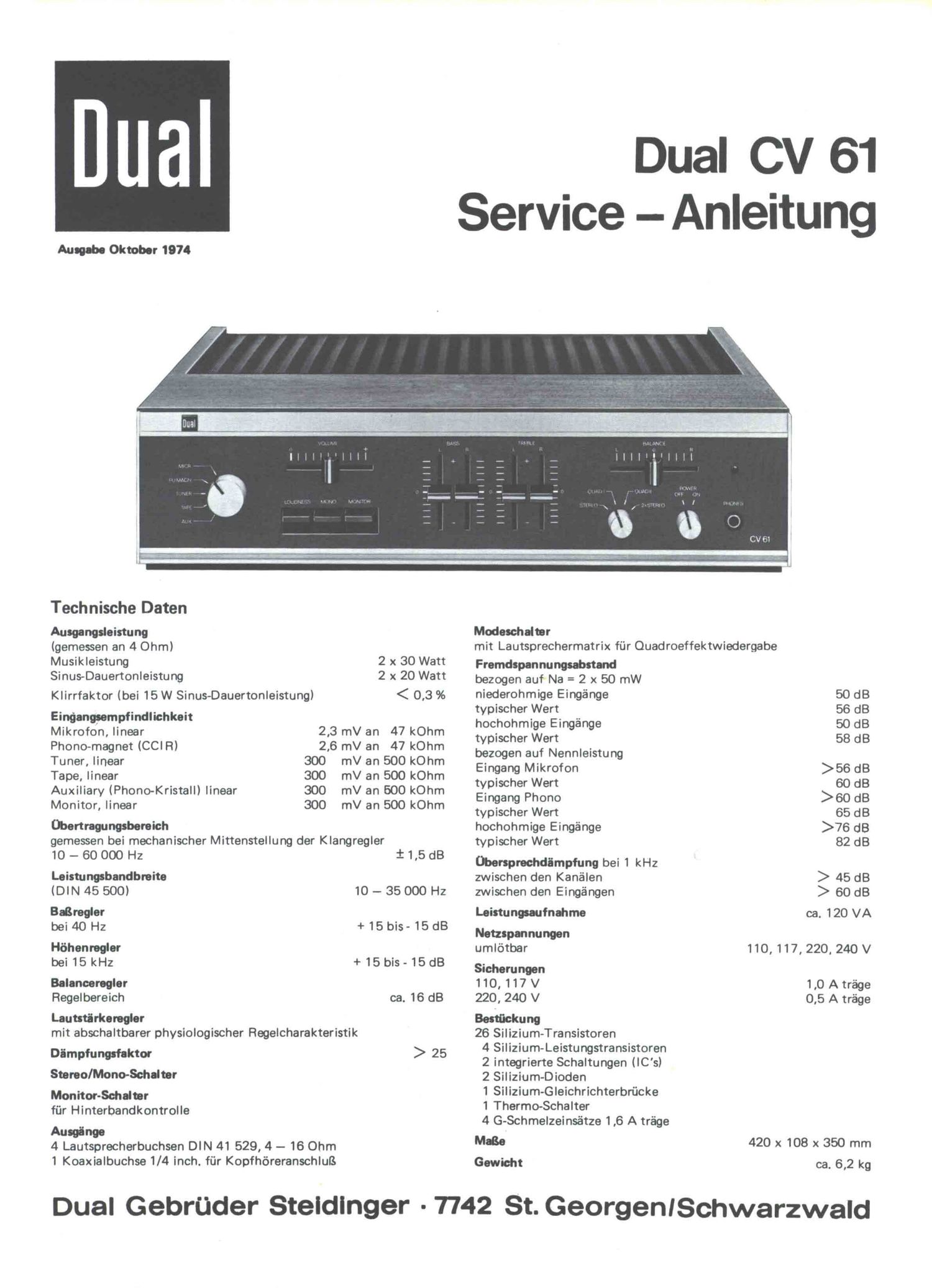Dual CV 61 Service Manual