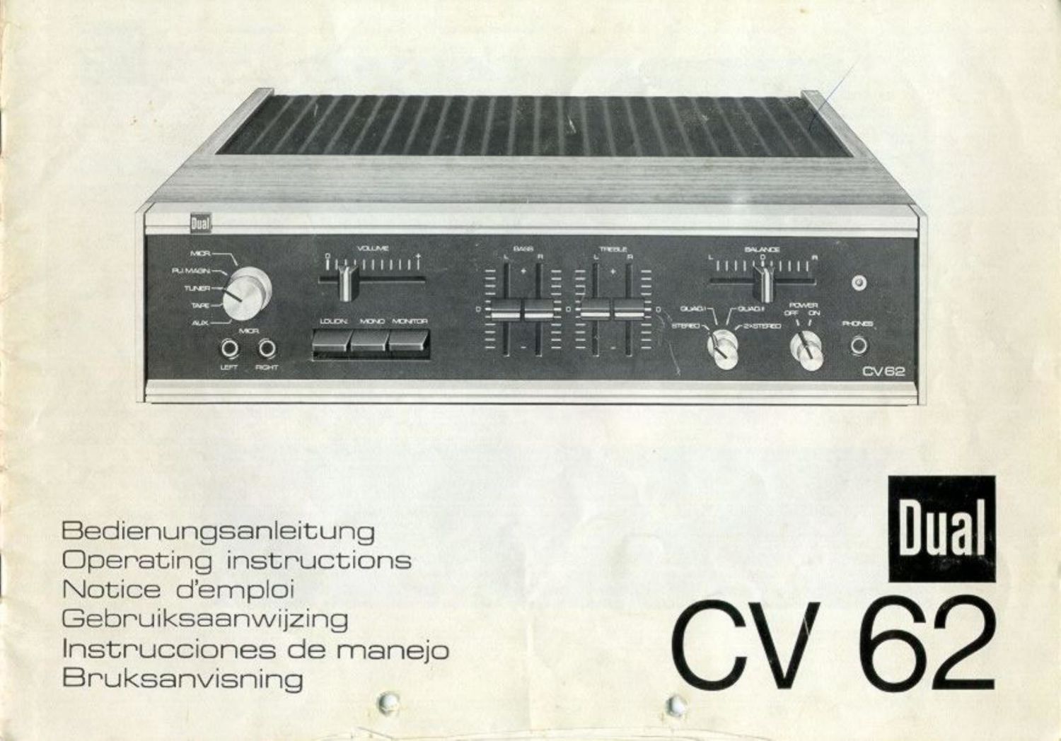 Dual CV 62 Owners Manual