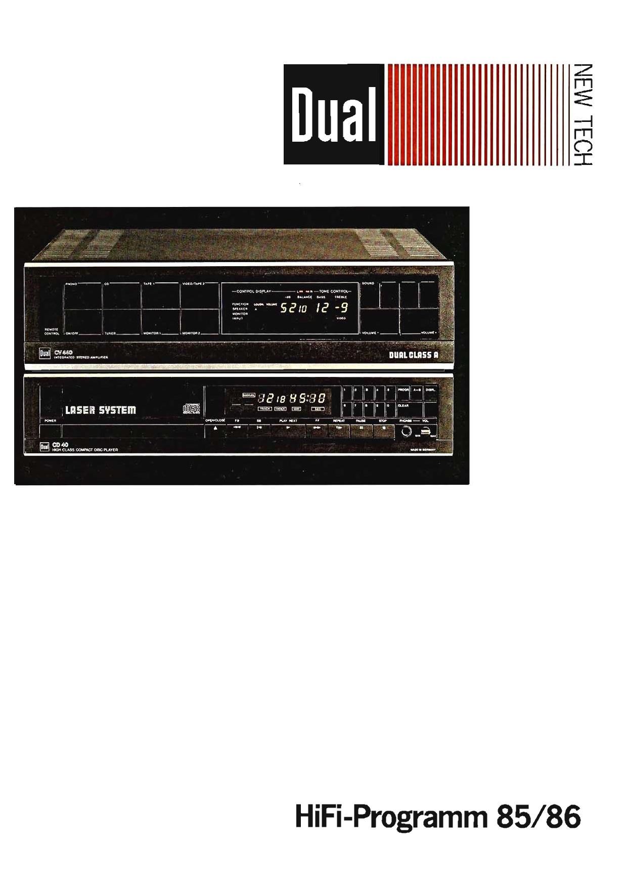 Dual Hifi Programm 1985 86 Catalog