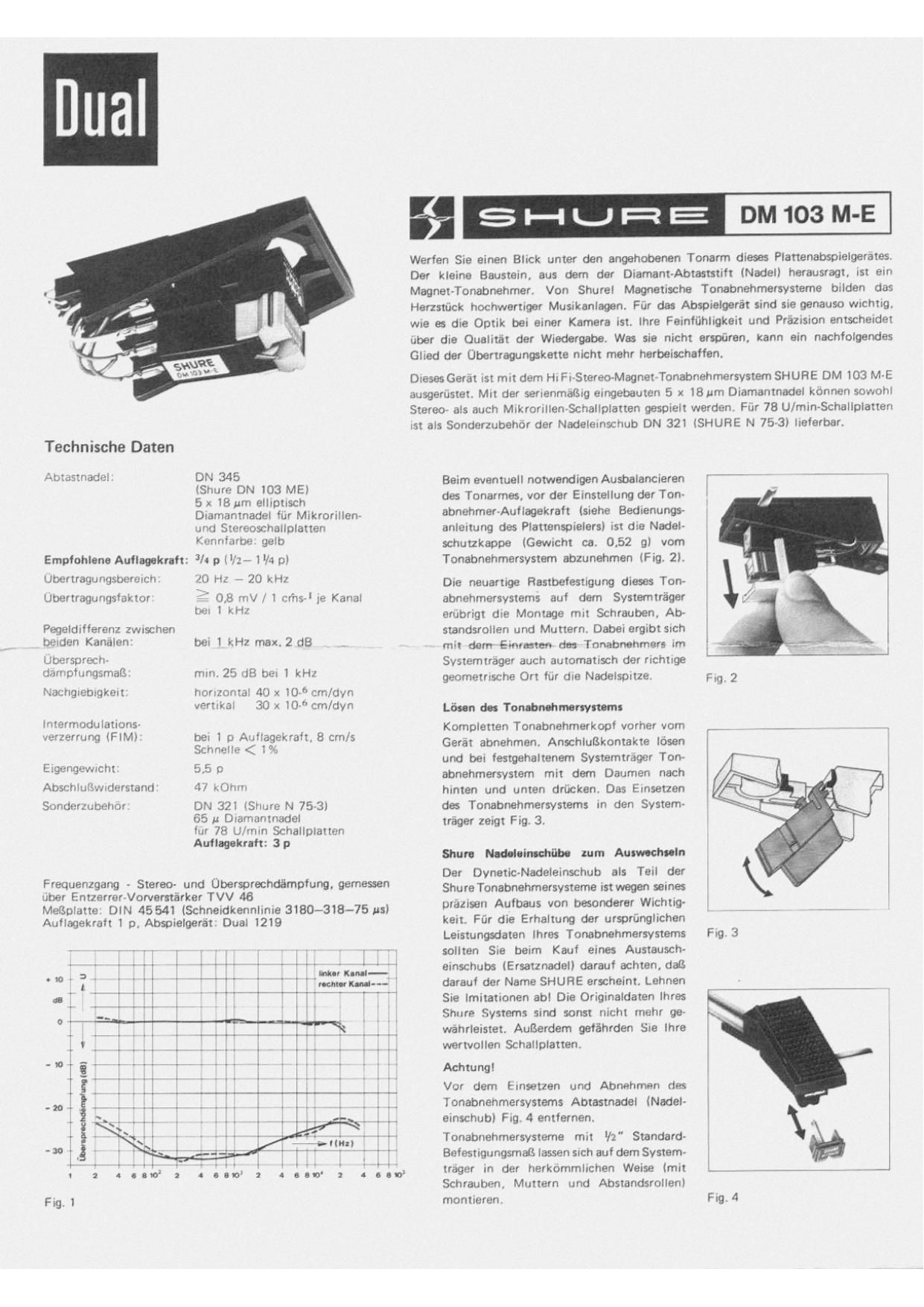 Dual DM 103 Owners Manual