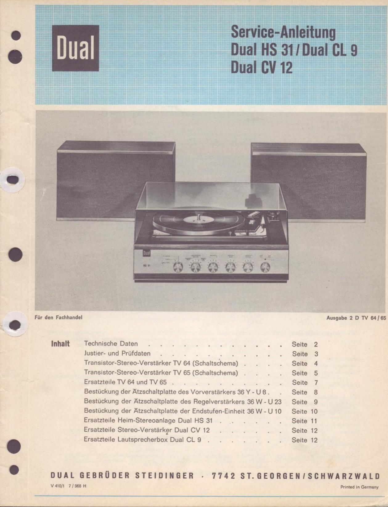 Dual HS 31 Service Manual