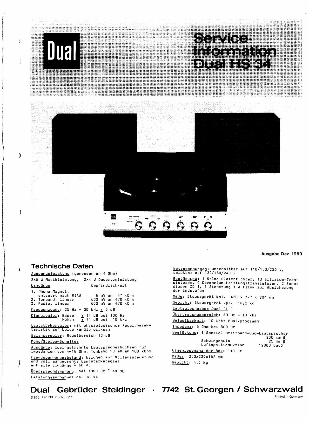Dual HS 34 Service Manual