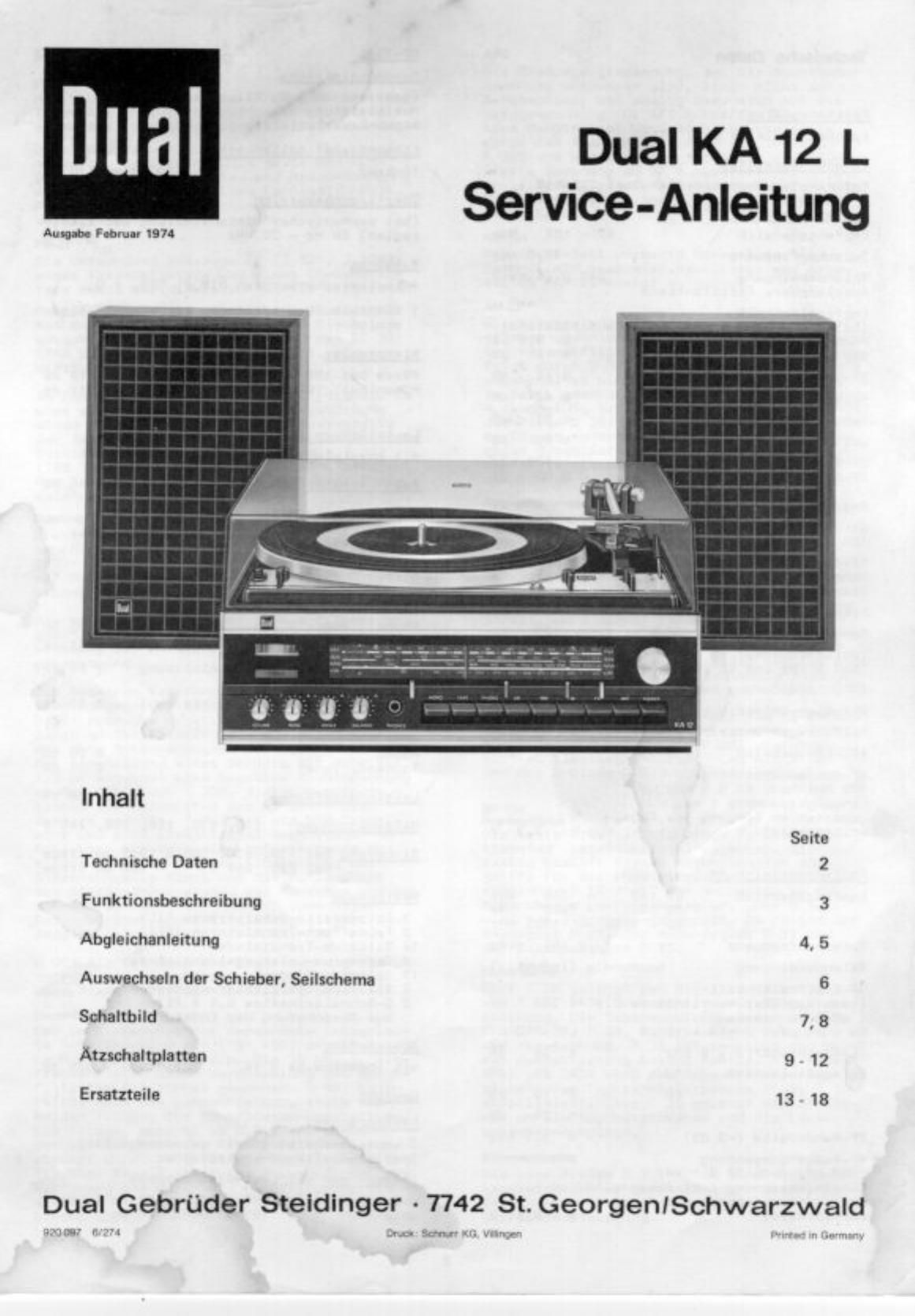 Dual KA 12 L Service Manual