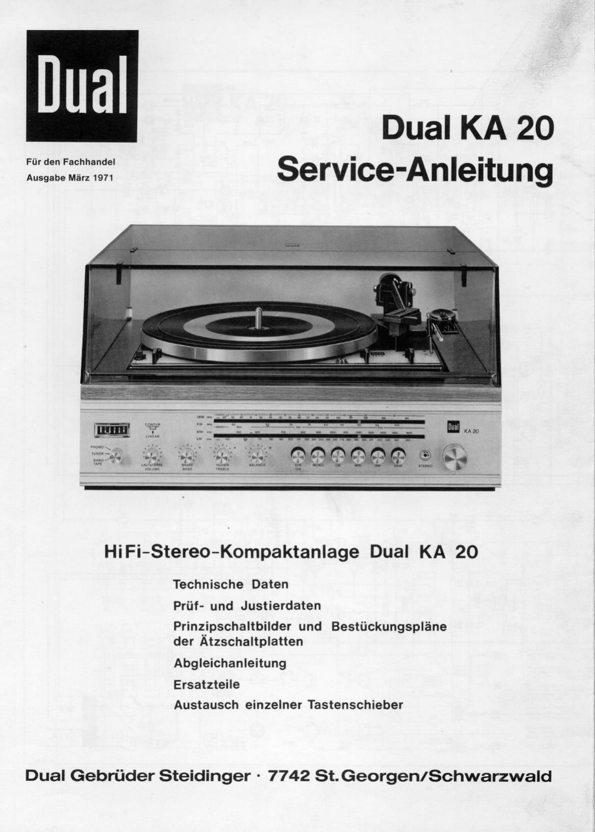 Dual KA 20 Service Manual
