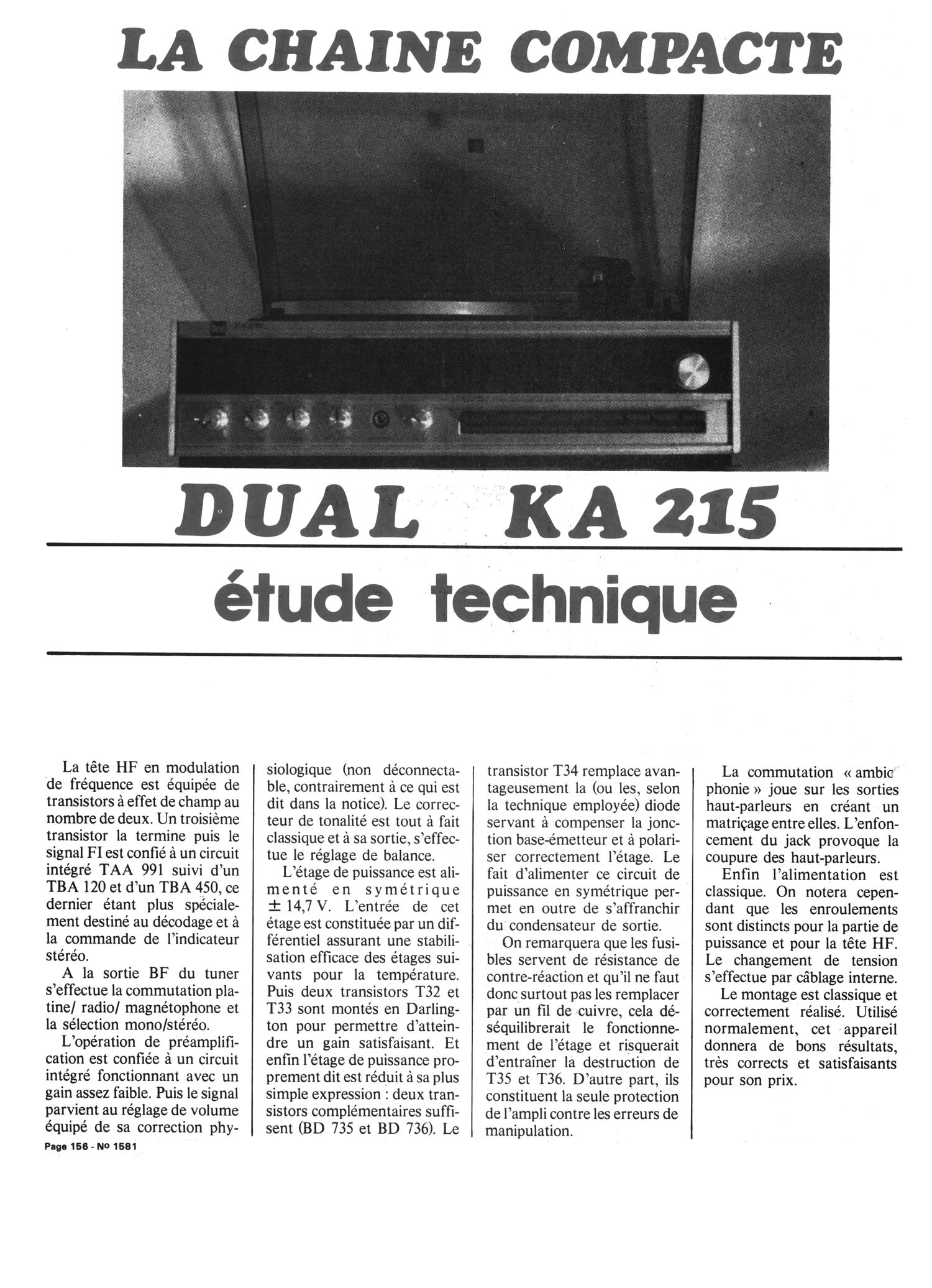 Dual KA 215 Schematic