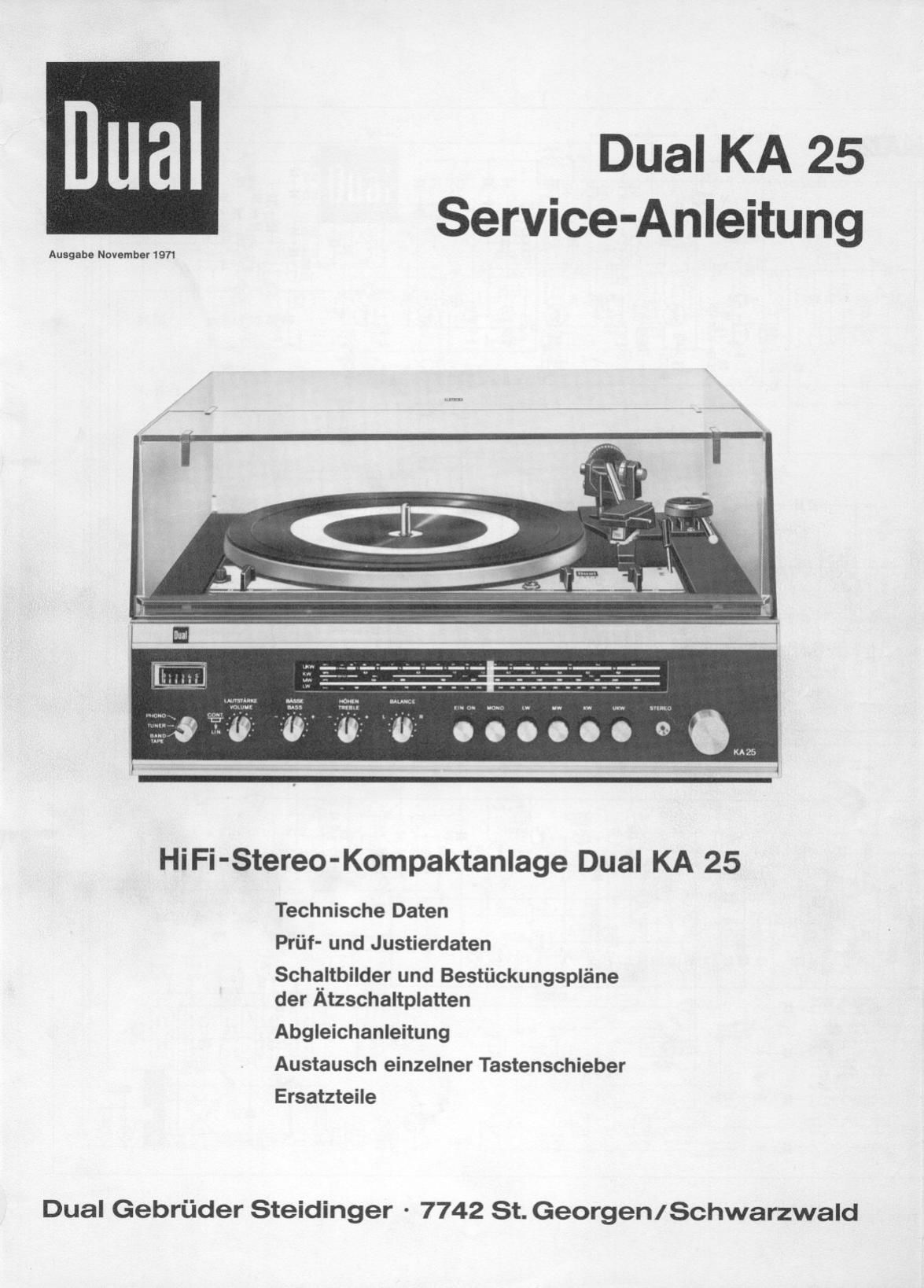 Dual KA 25 Service Manual