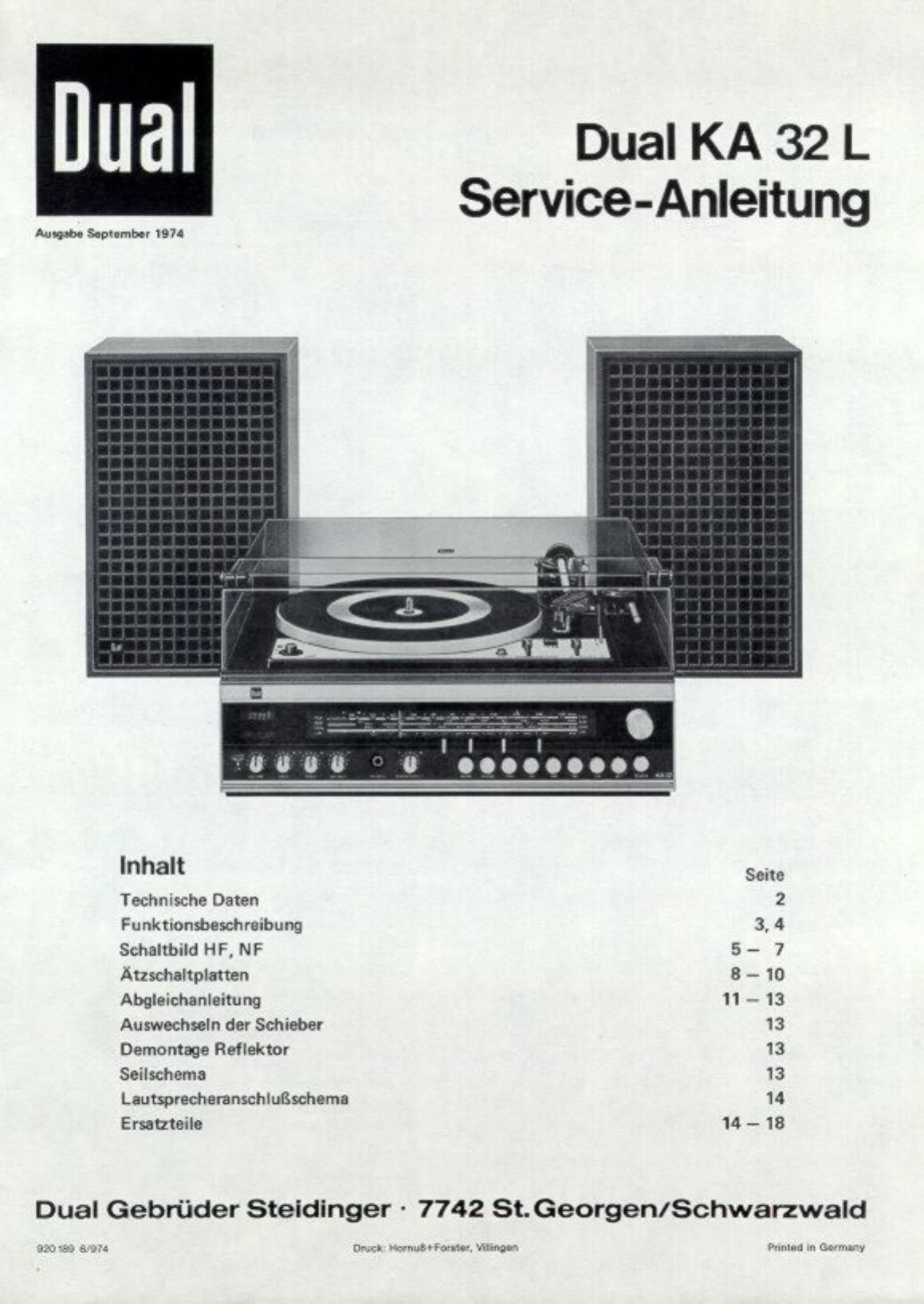Dual KA 32 Service Manual