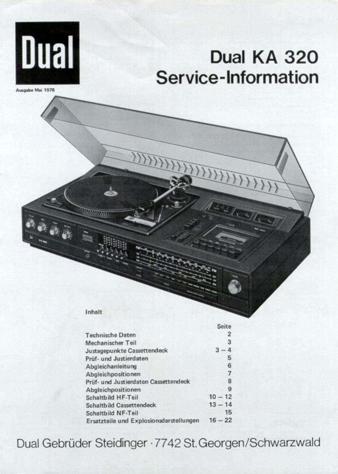 Dual KA 320 Service Manual