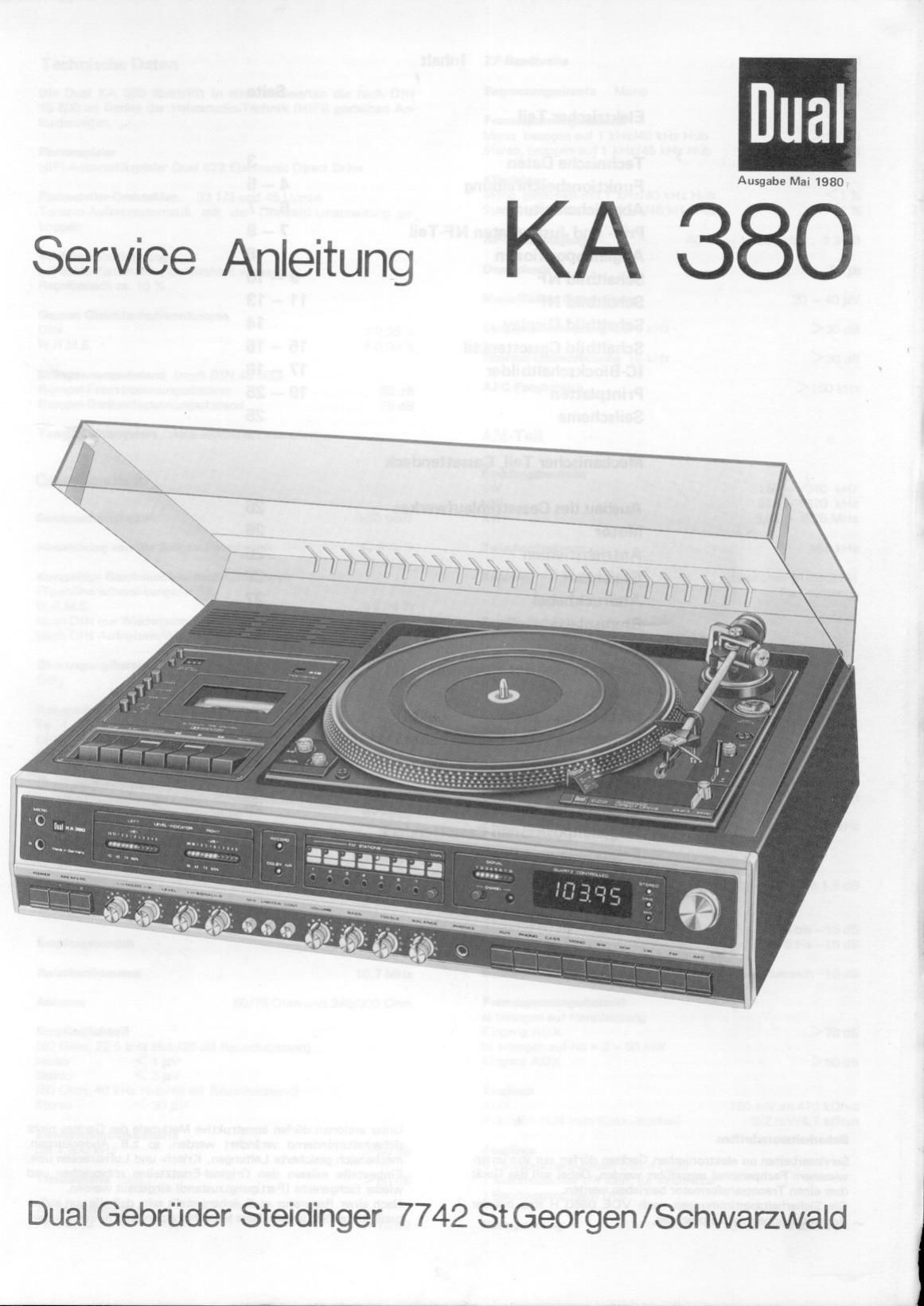 Dual KA 380 Service Manual