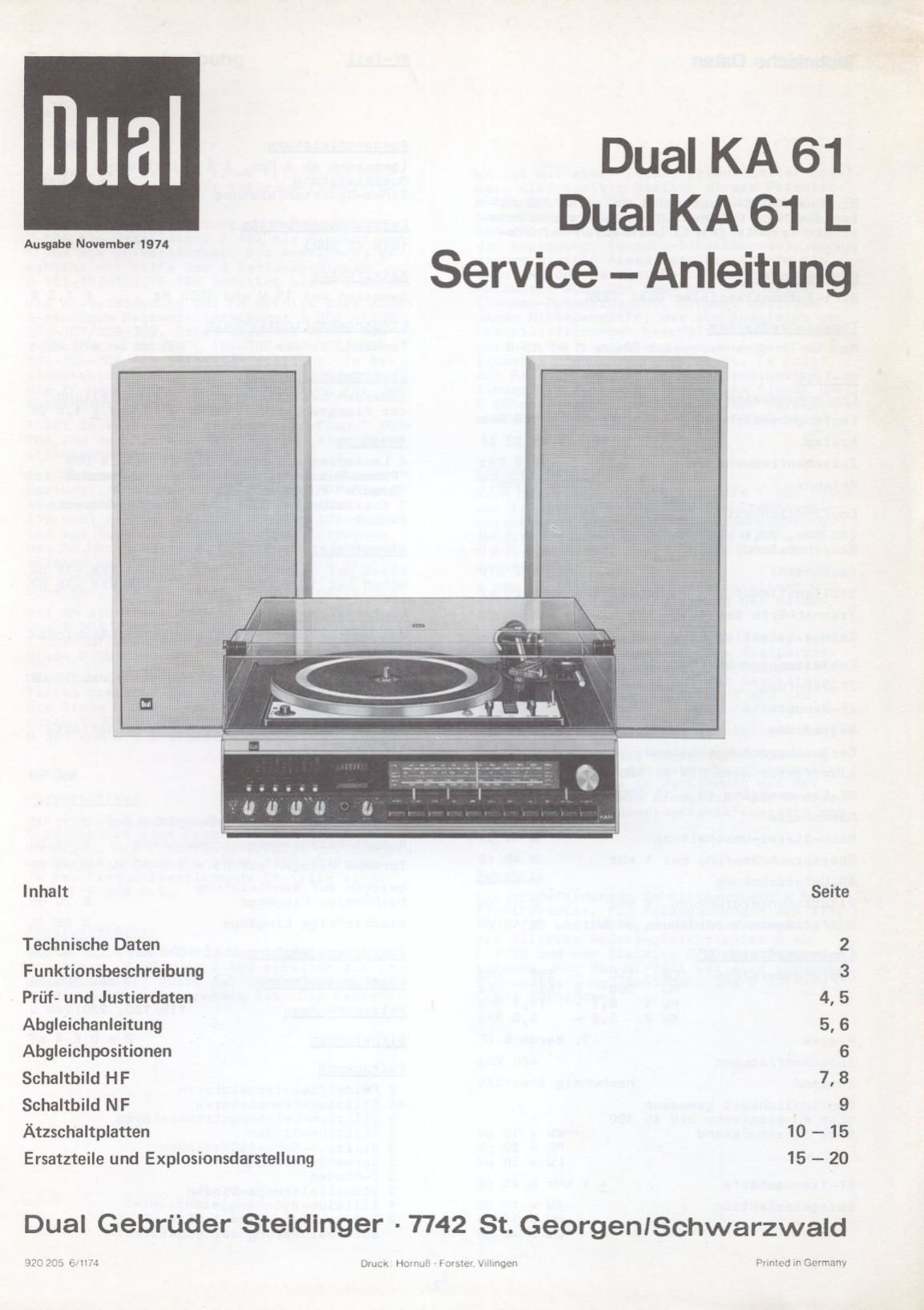 Dual KA 61 Service Manual