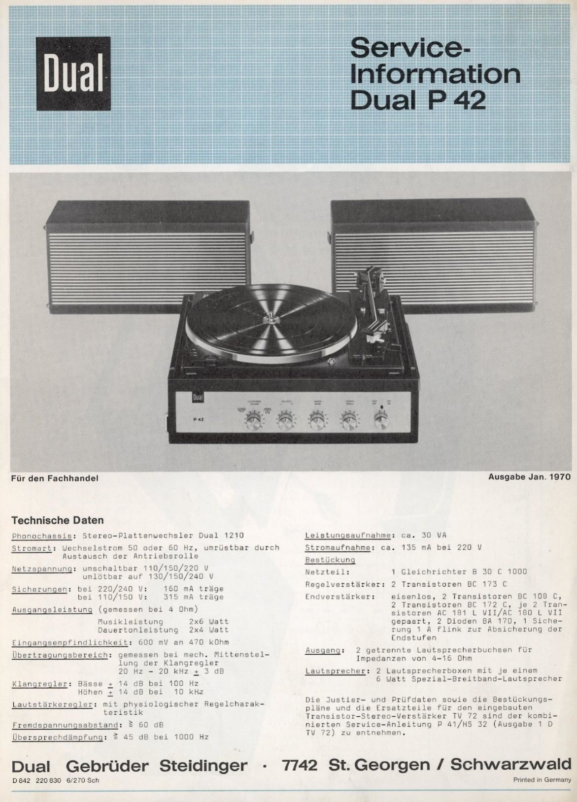 Dual P 42 Service Manual