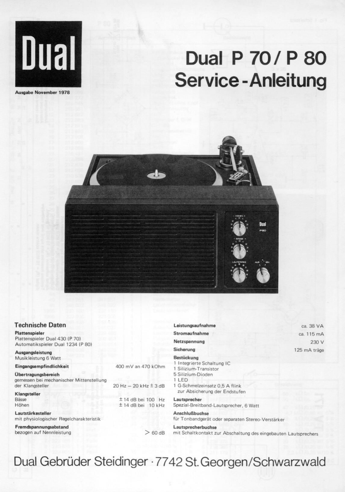 Dual P 70 Service Manual