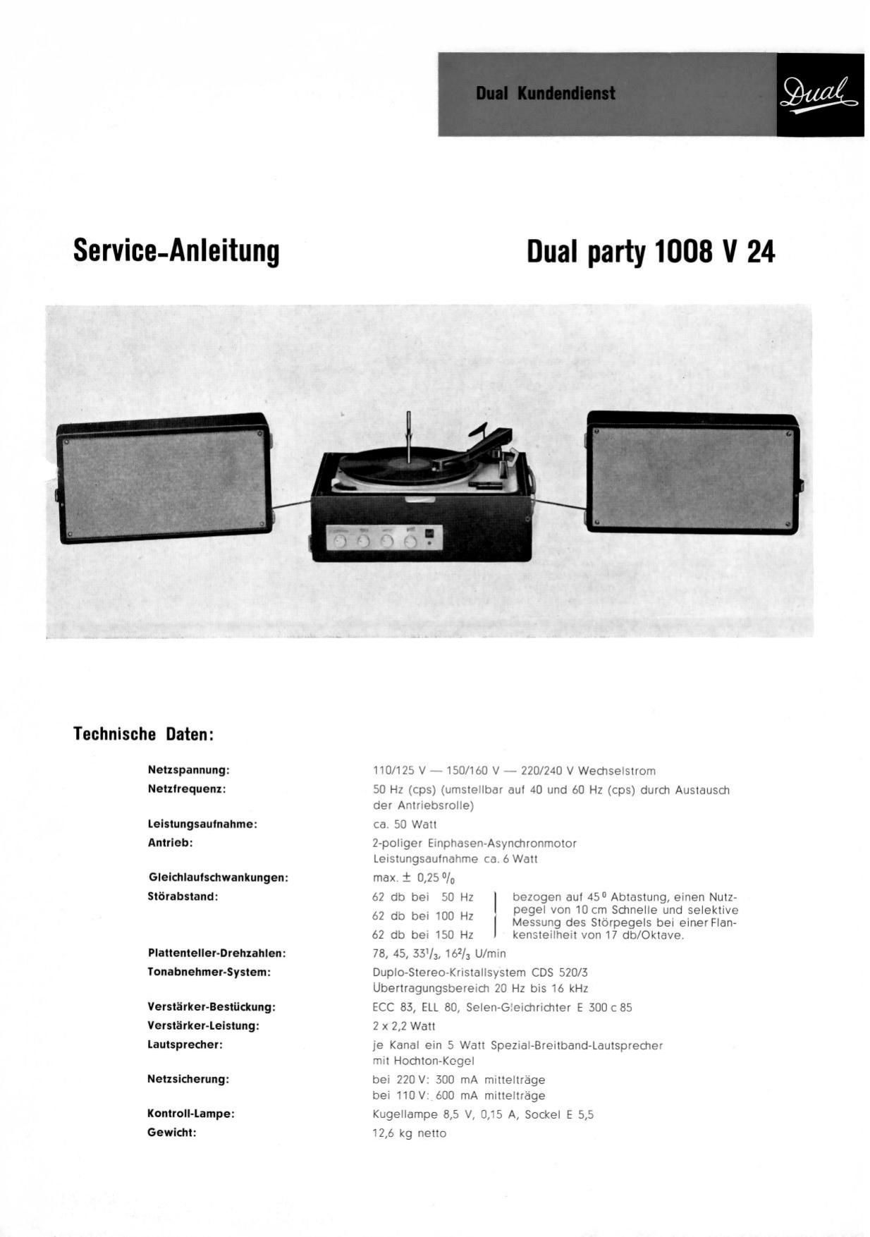 Dual Party 1008 V24 Service Manual