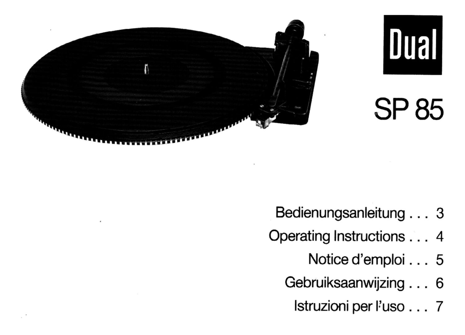 Dual SP 85 Owners Manual