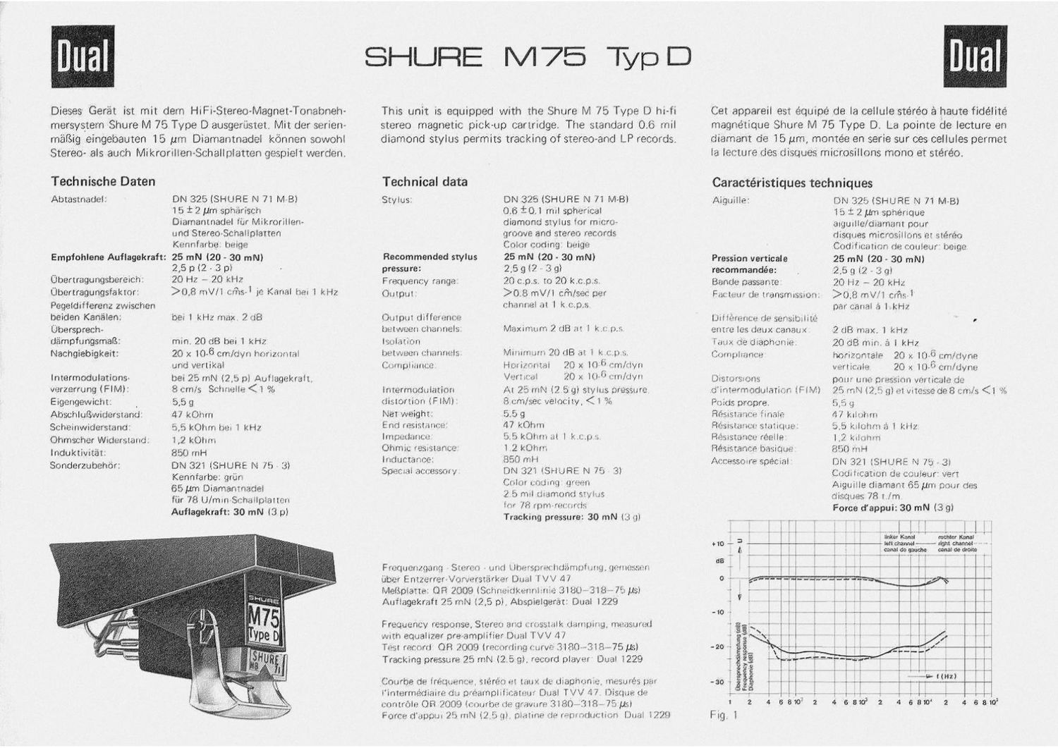 Dual Shure M 75 D Owners Manual 2