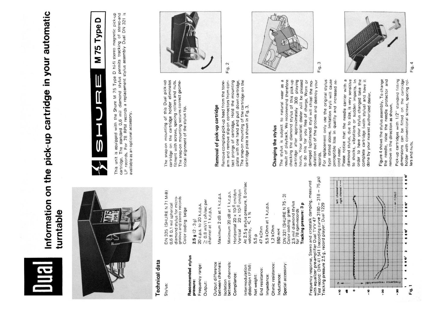 Dual Shure M75 Owners Manual