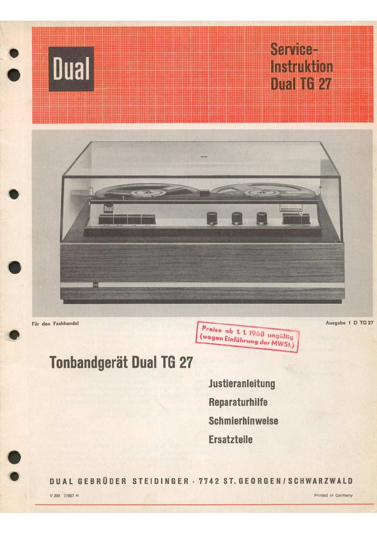 Dual TG 27 Service Manual