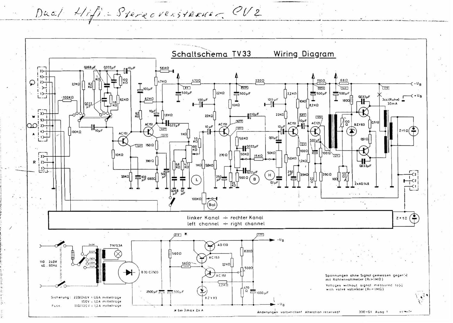 Dual TV 33 Schematic