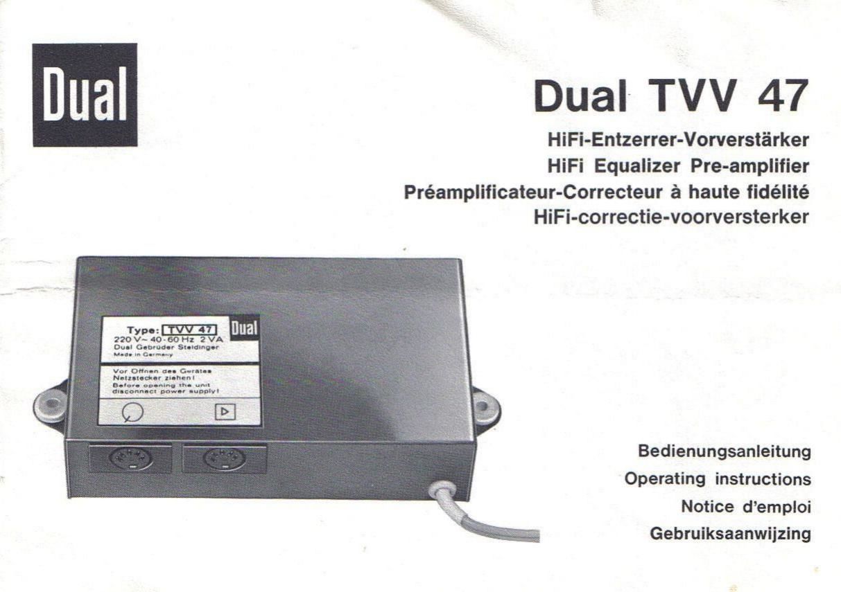 Dual TVV 47 Service Manual