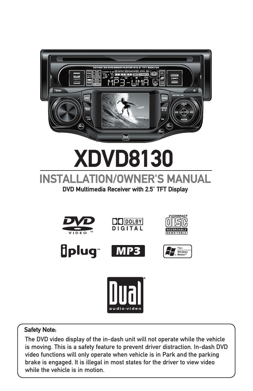 Dual XDVD 8130 Owners Manual