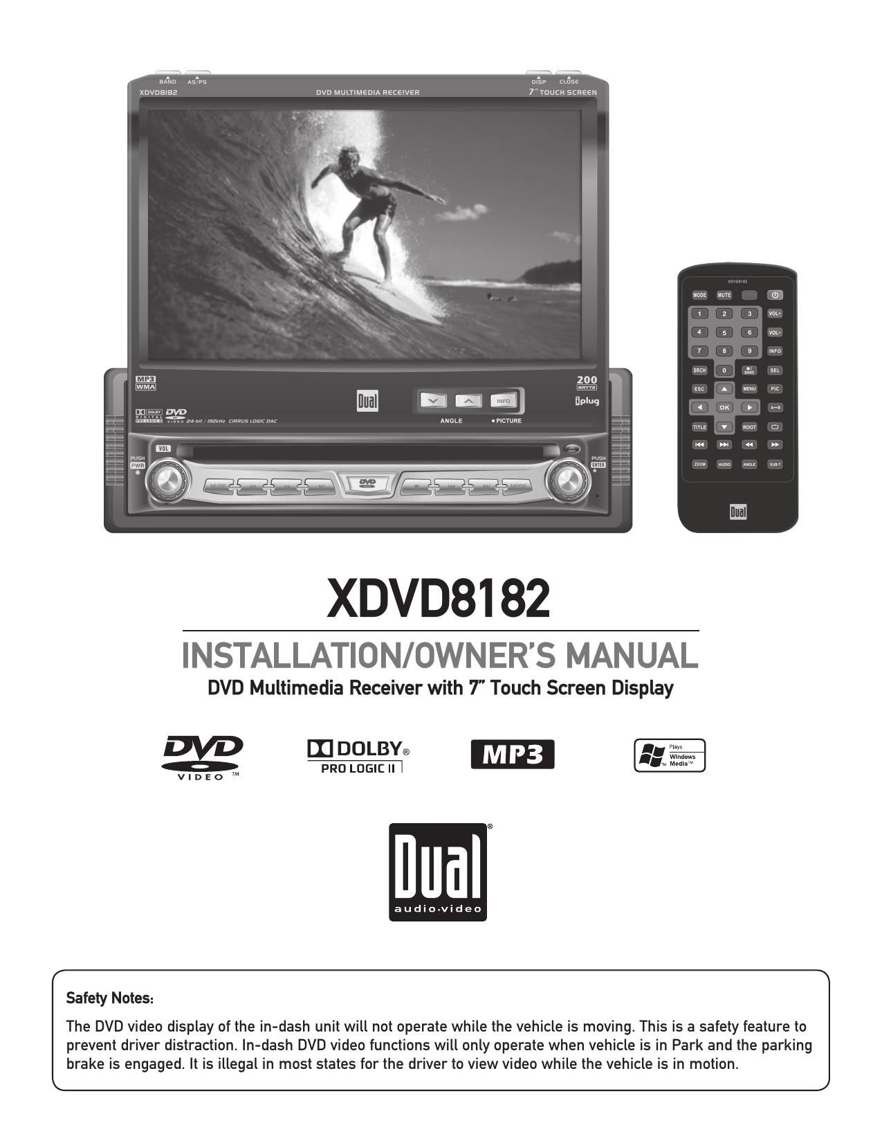 Dual XDVD 8182 Owners Manual