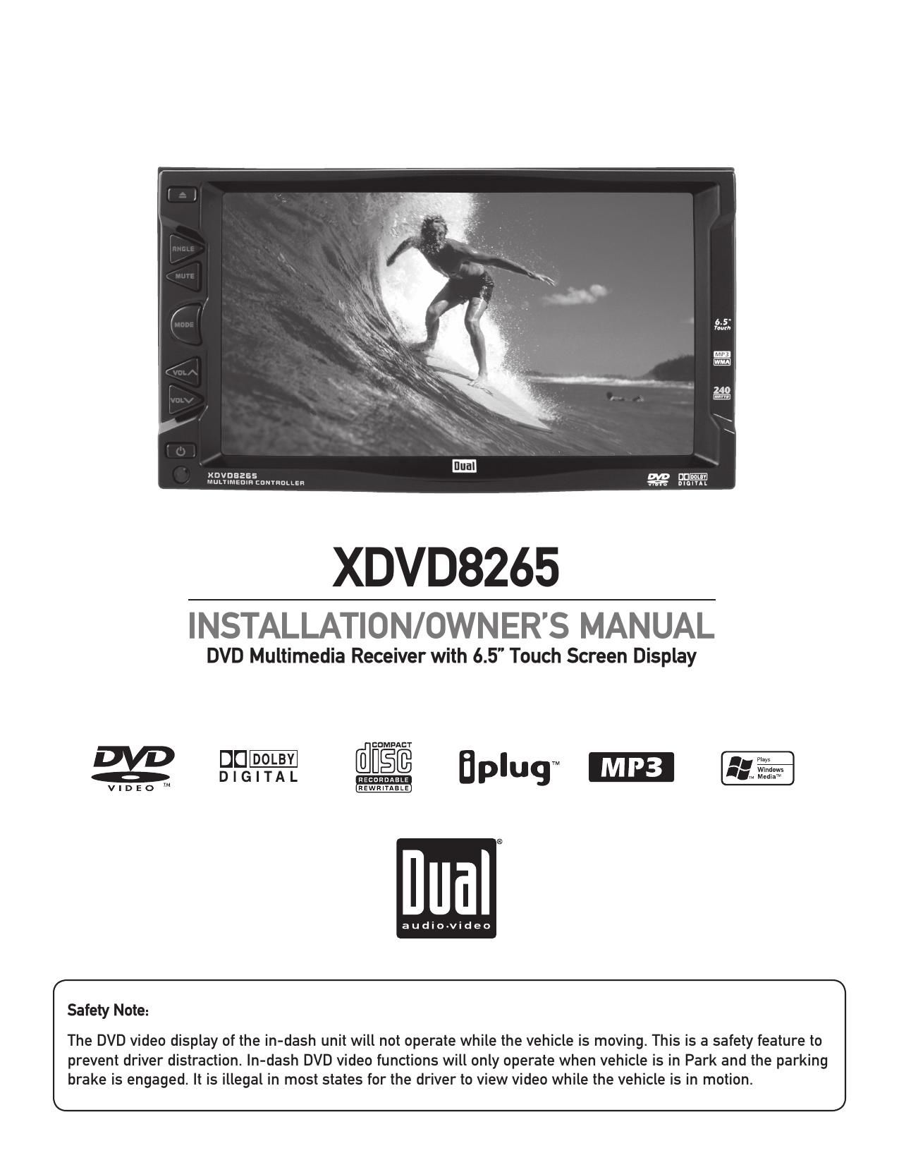 Dual XDVD 8265 Owners Manual