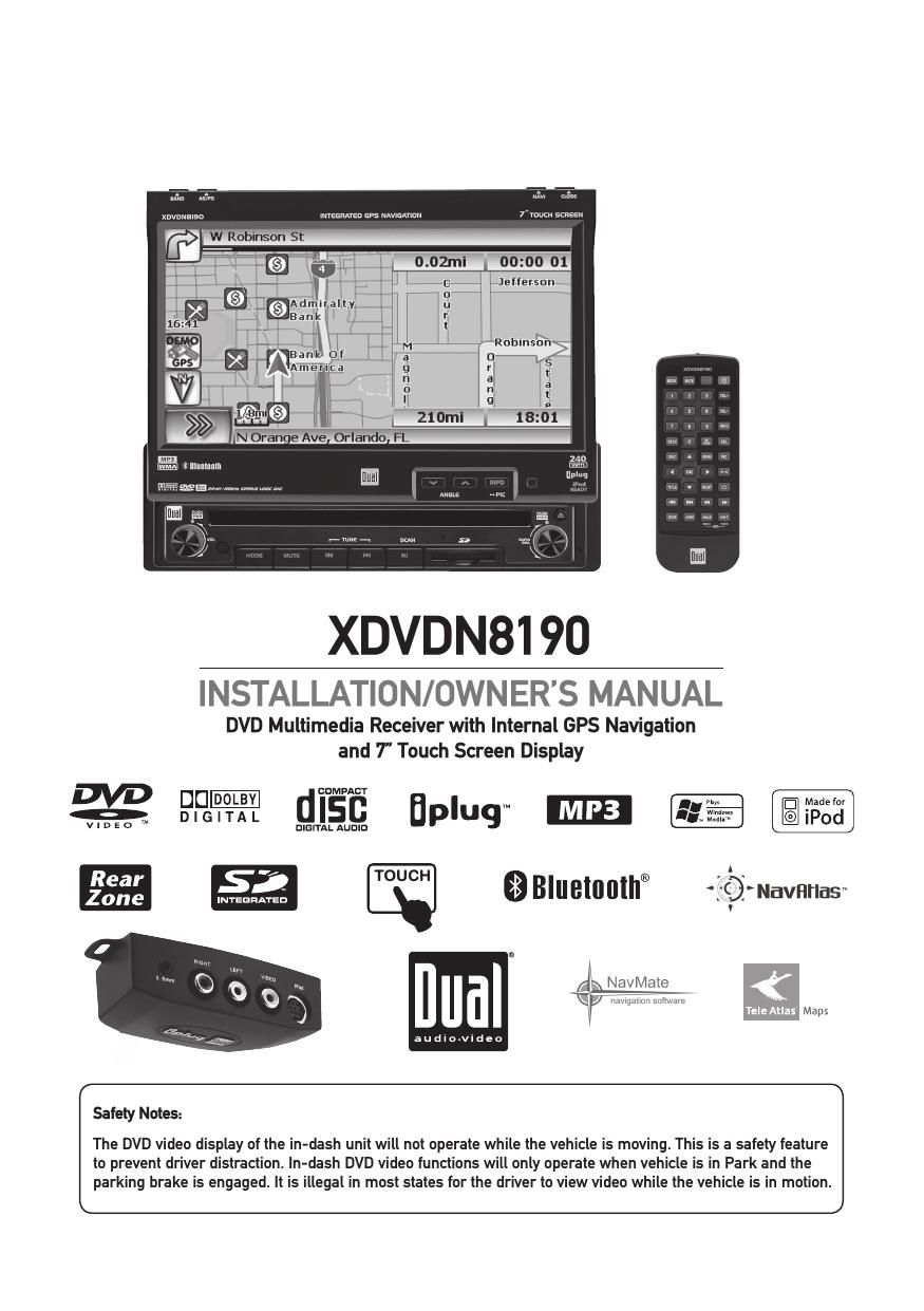 Dual XDVDN 8190 Owners Manual