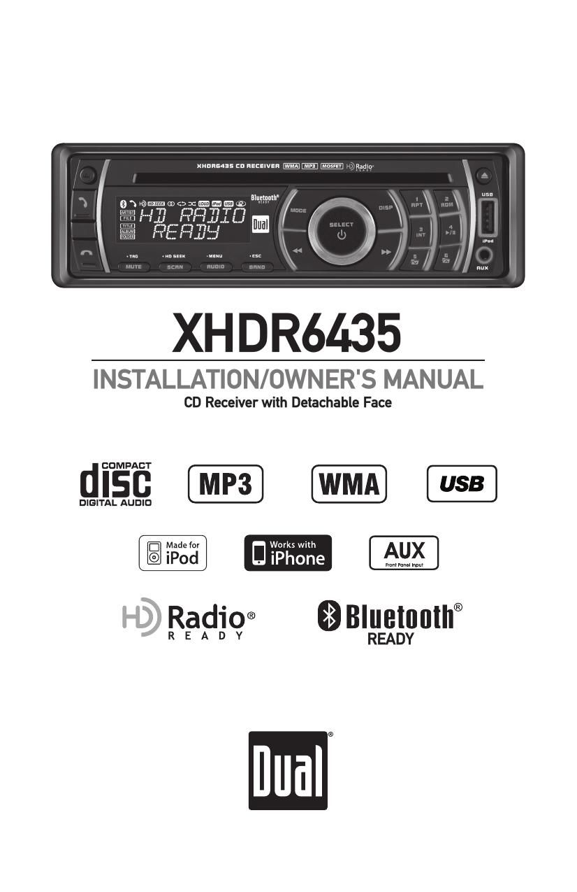 Dual XHDR 6435 Owners Manual