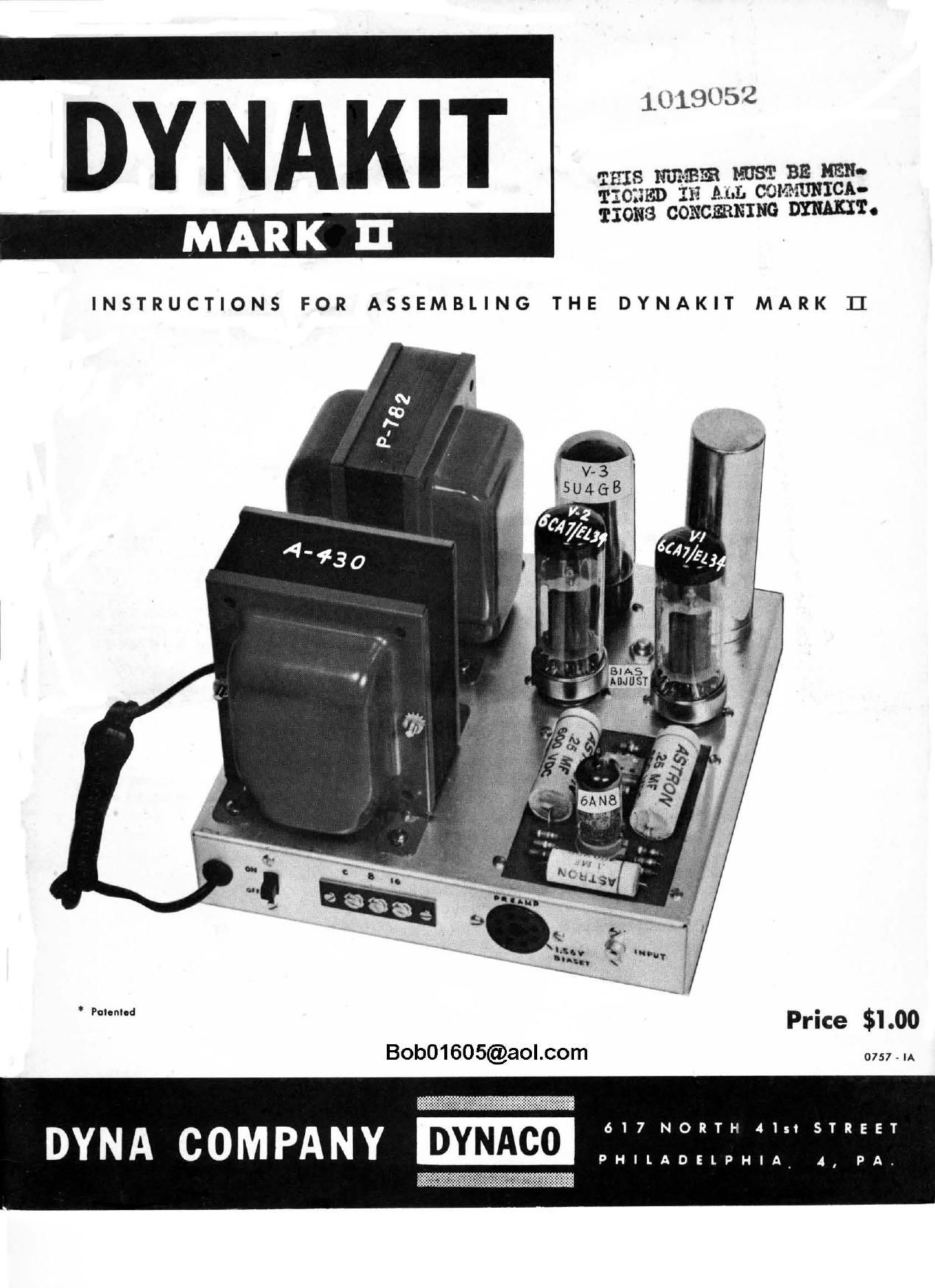 Dynaco Dynakit Mark II Owners Manual