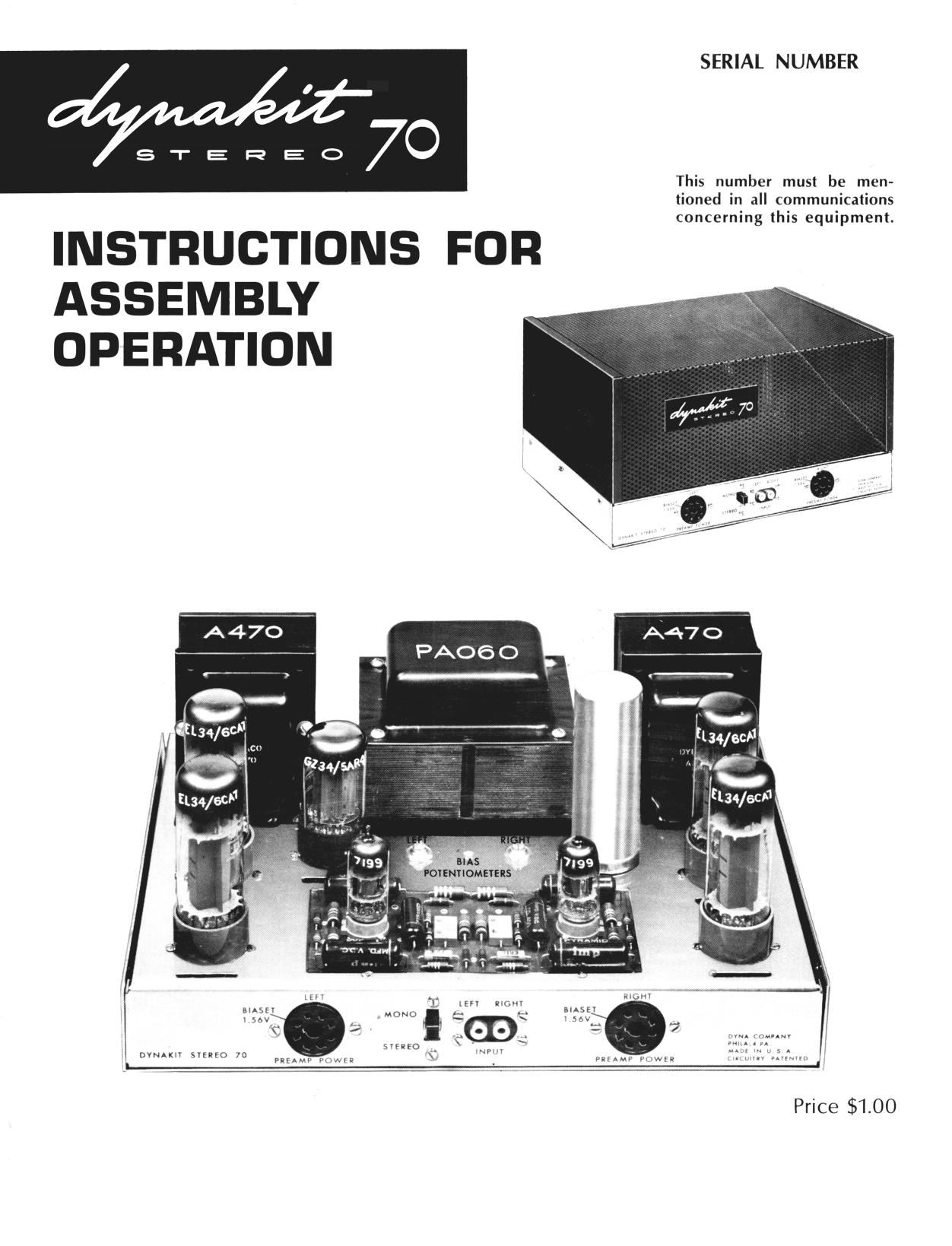 Dynaco Dynakit ST 70 Owners Manual
