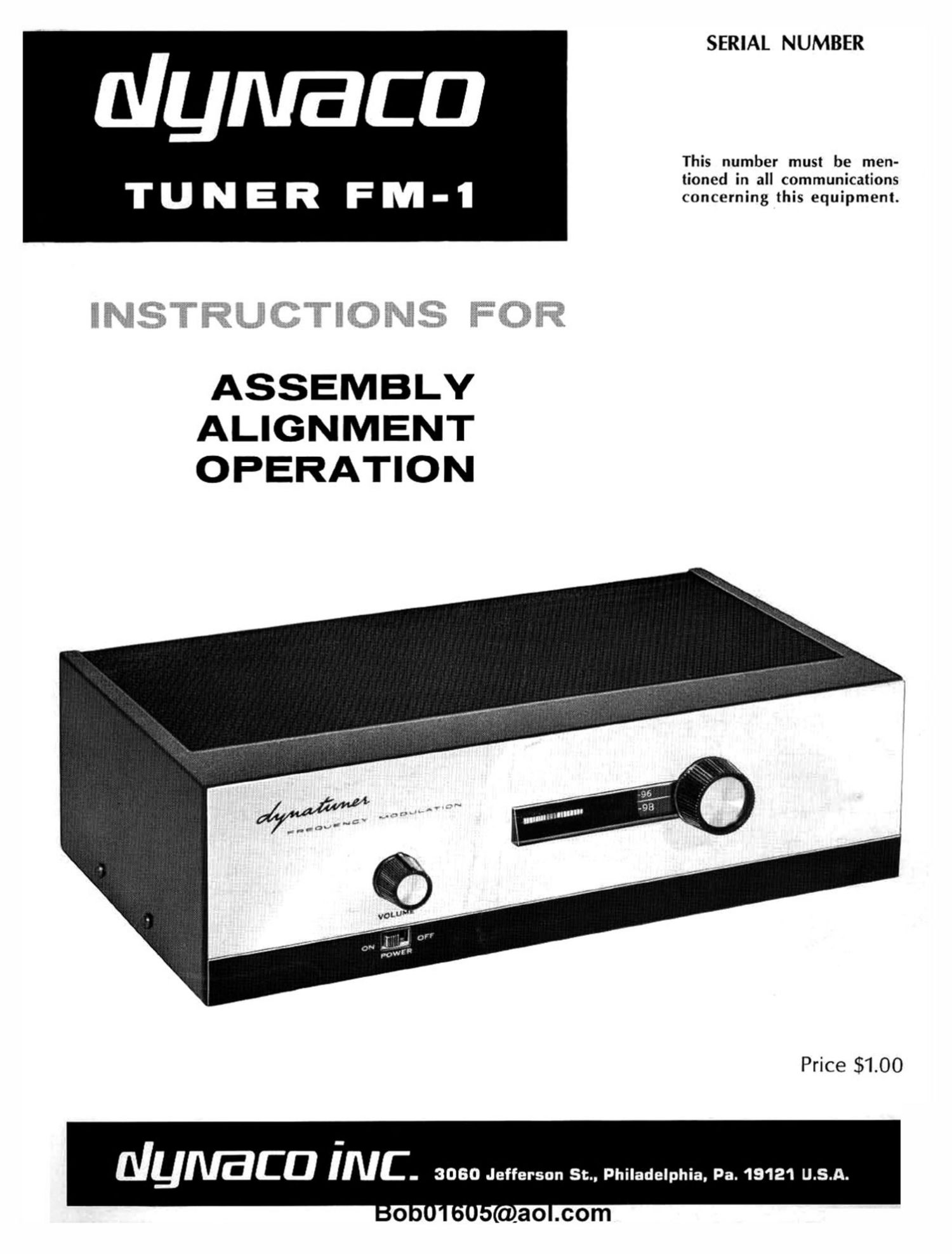 Dynaco FM 1 Owners Manual