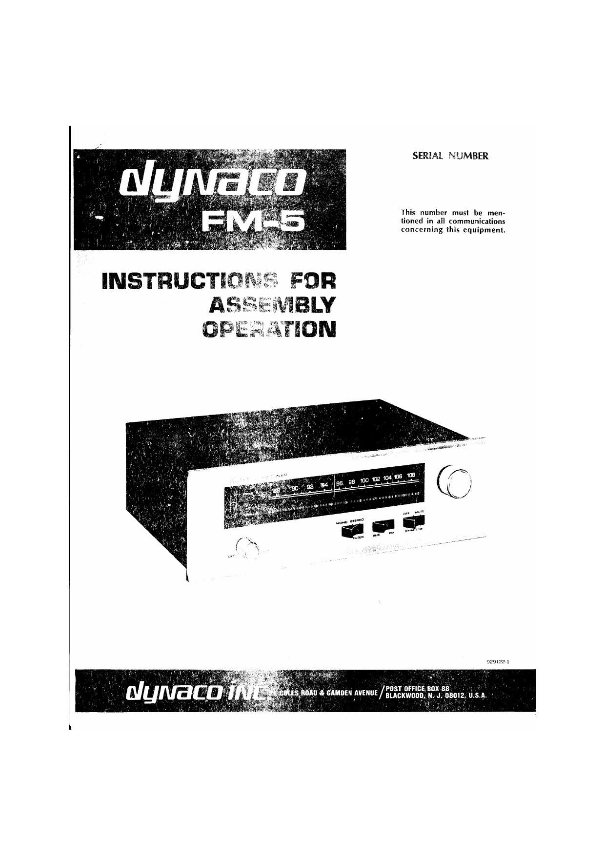 Dynaco FM 5 Service Manual