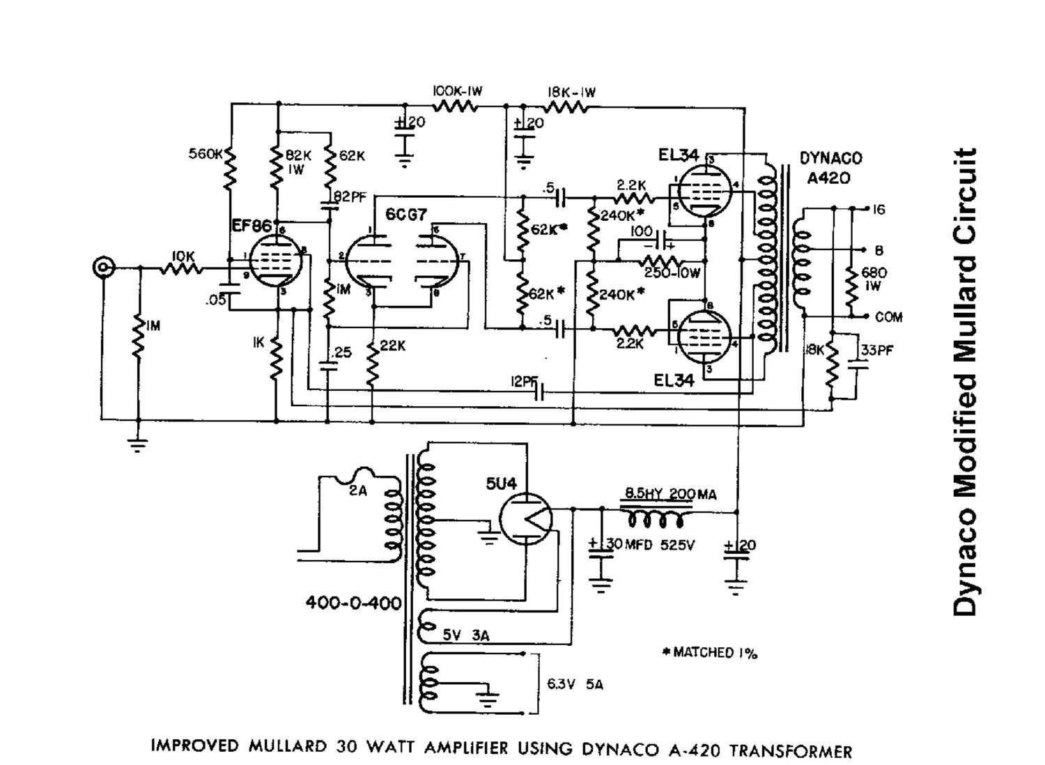 Dynaco Improved Mullard Circuit Schematic