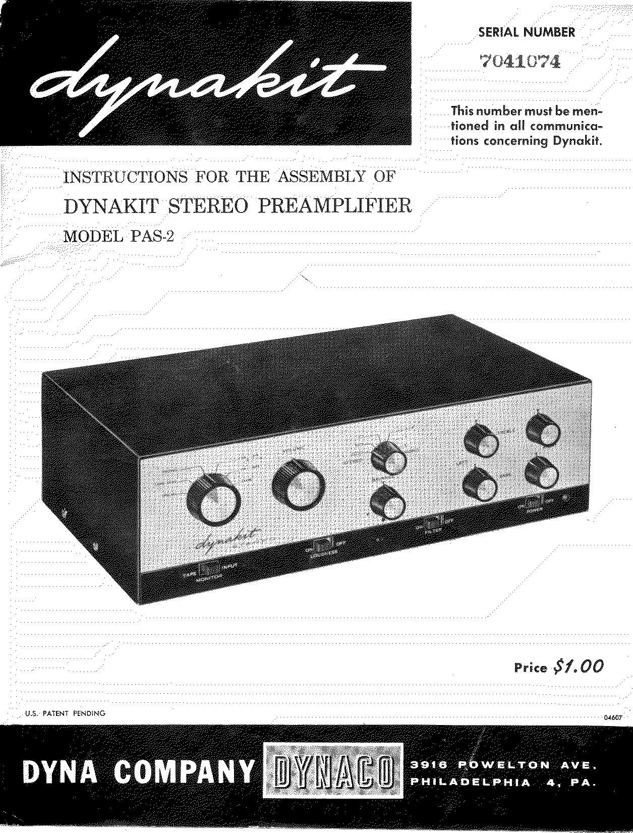 Dynaco PAS 2 Owners Manual