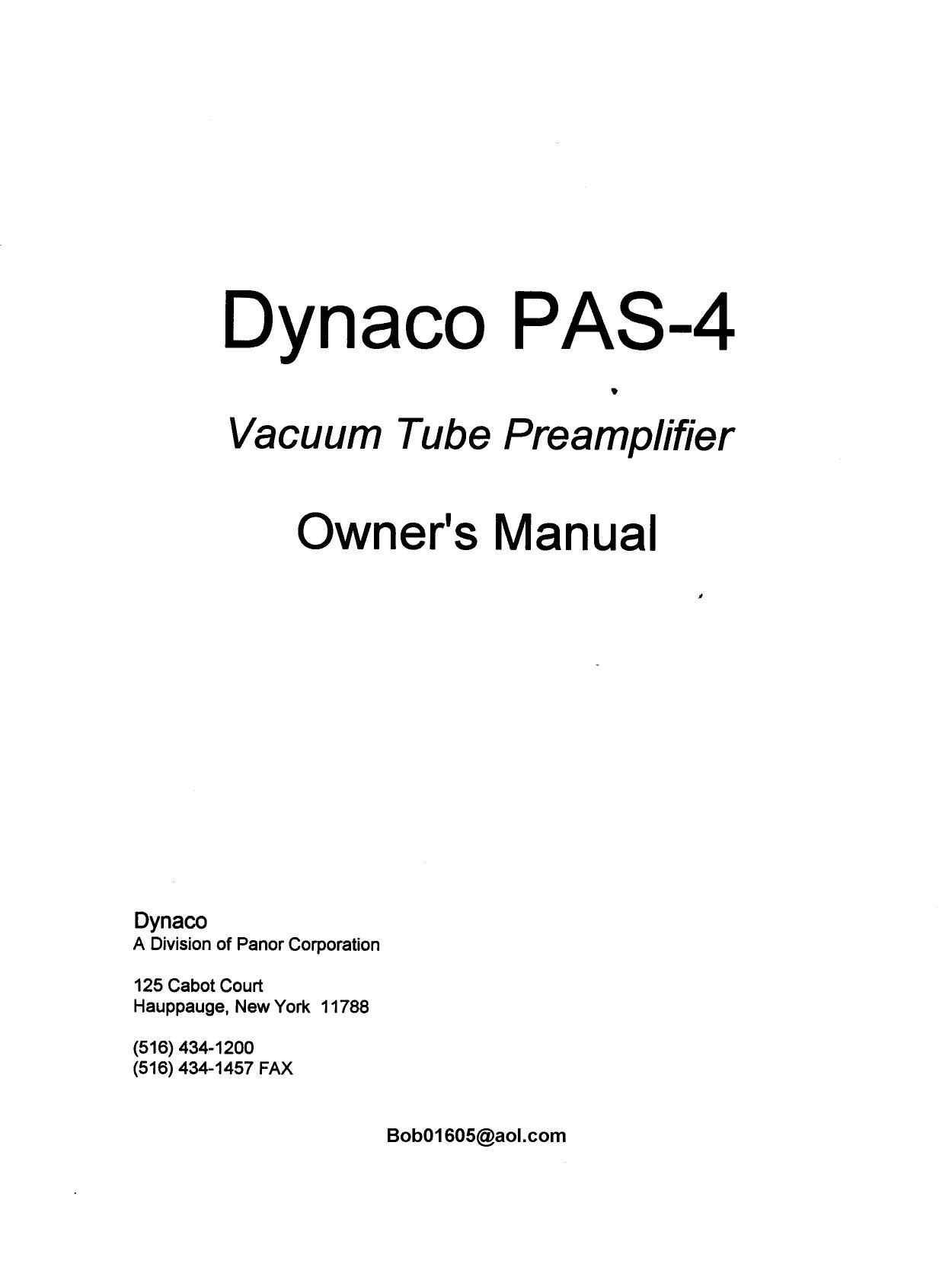 Dynaco PAS 4 Owners Manual