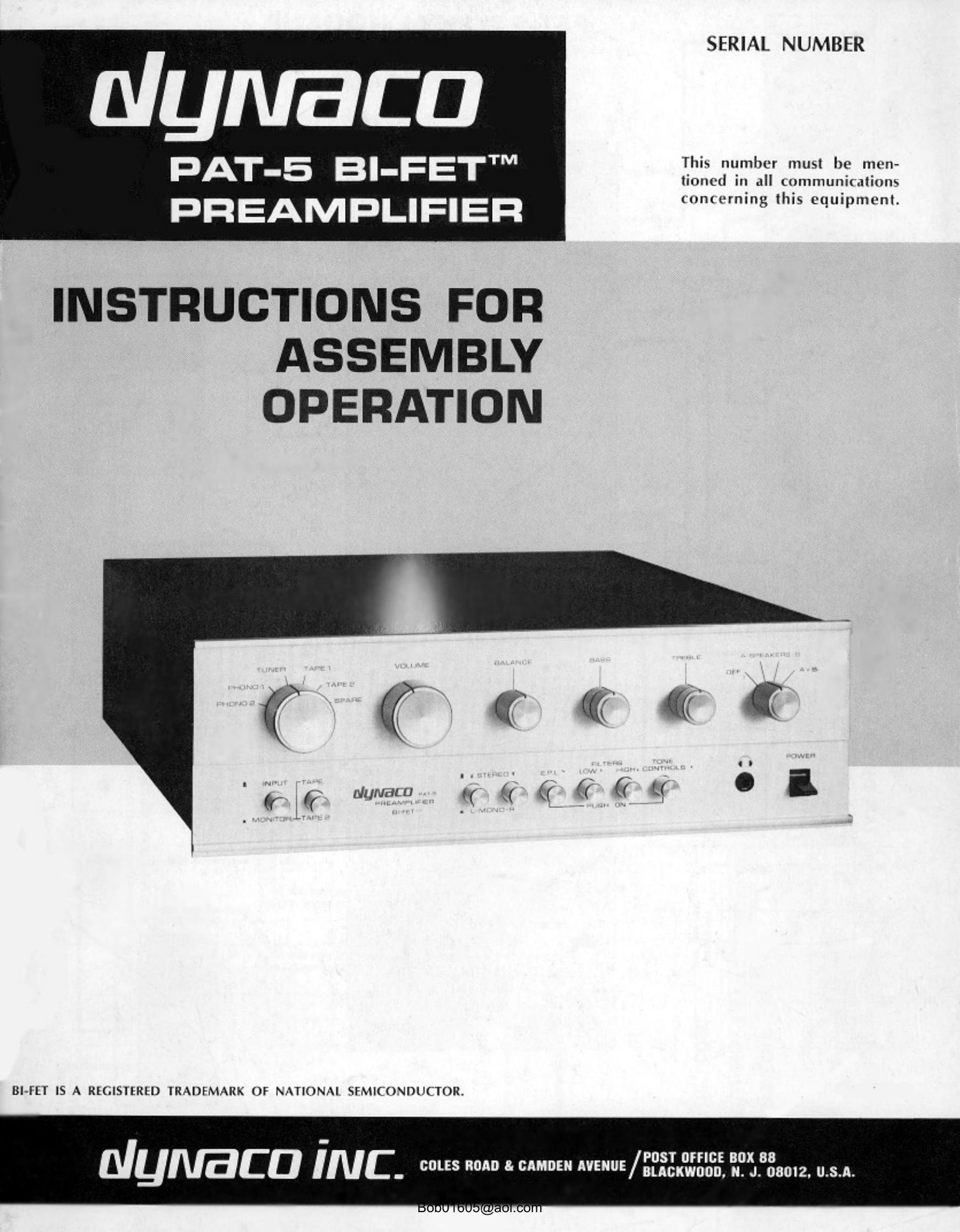 Dynaco PAT 5 Service Manual