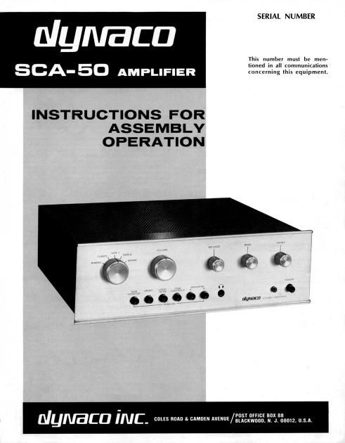 Dynaco SCA 50 Owners Manual