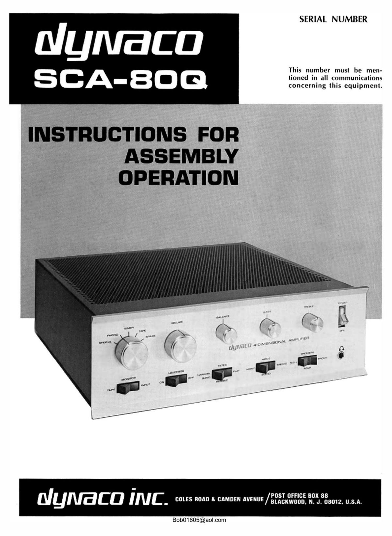 Dynaco SCA 80 Q Service Manual