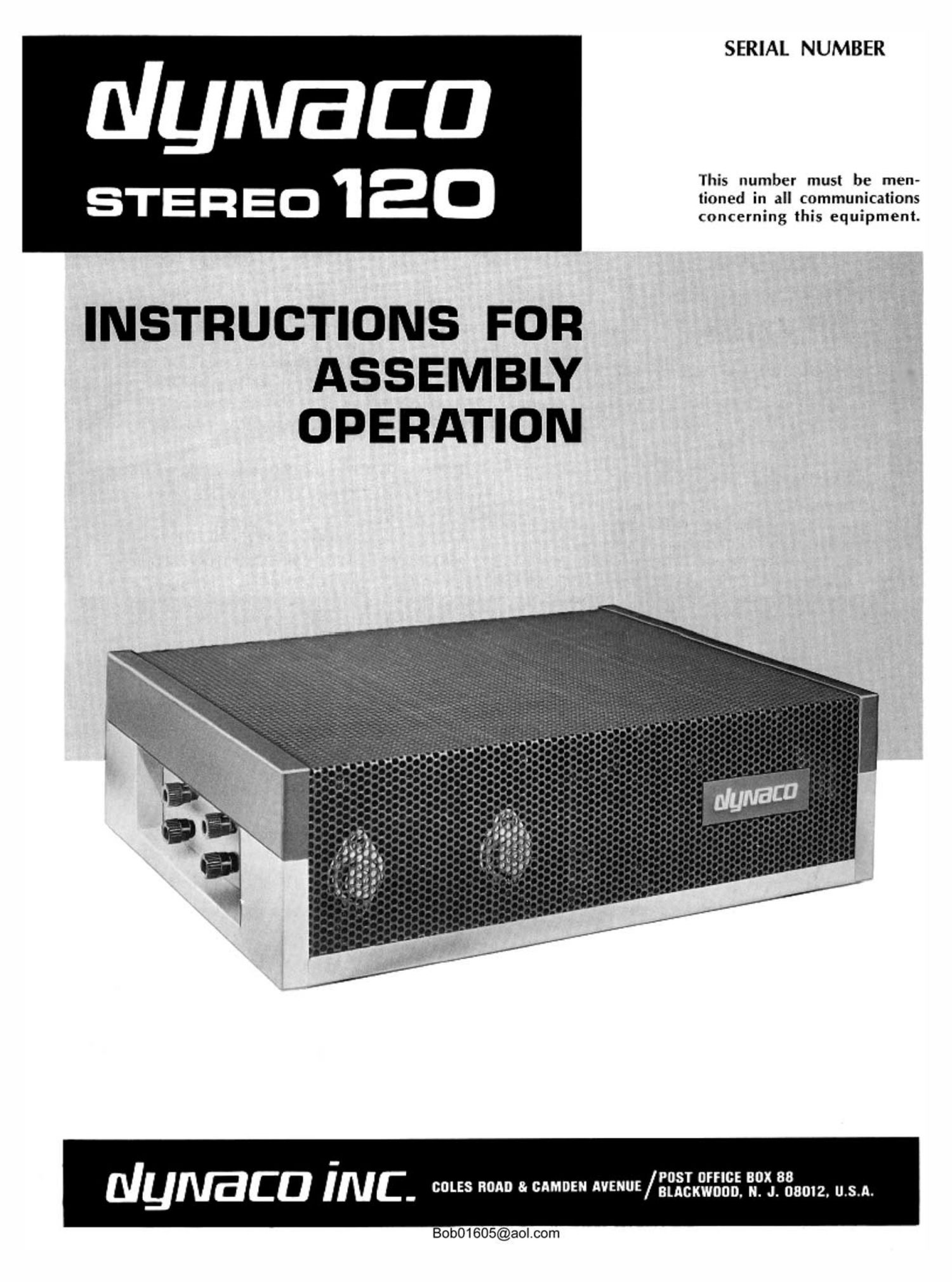 Dynaco Stereo 120 Owners Manual